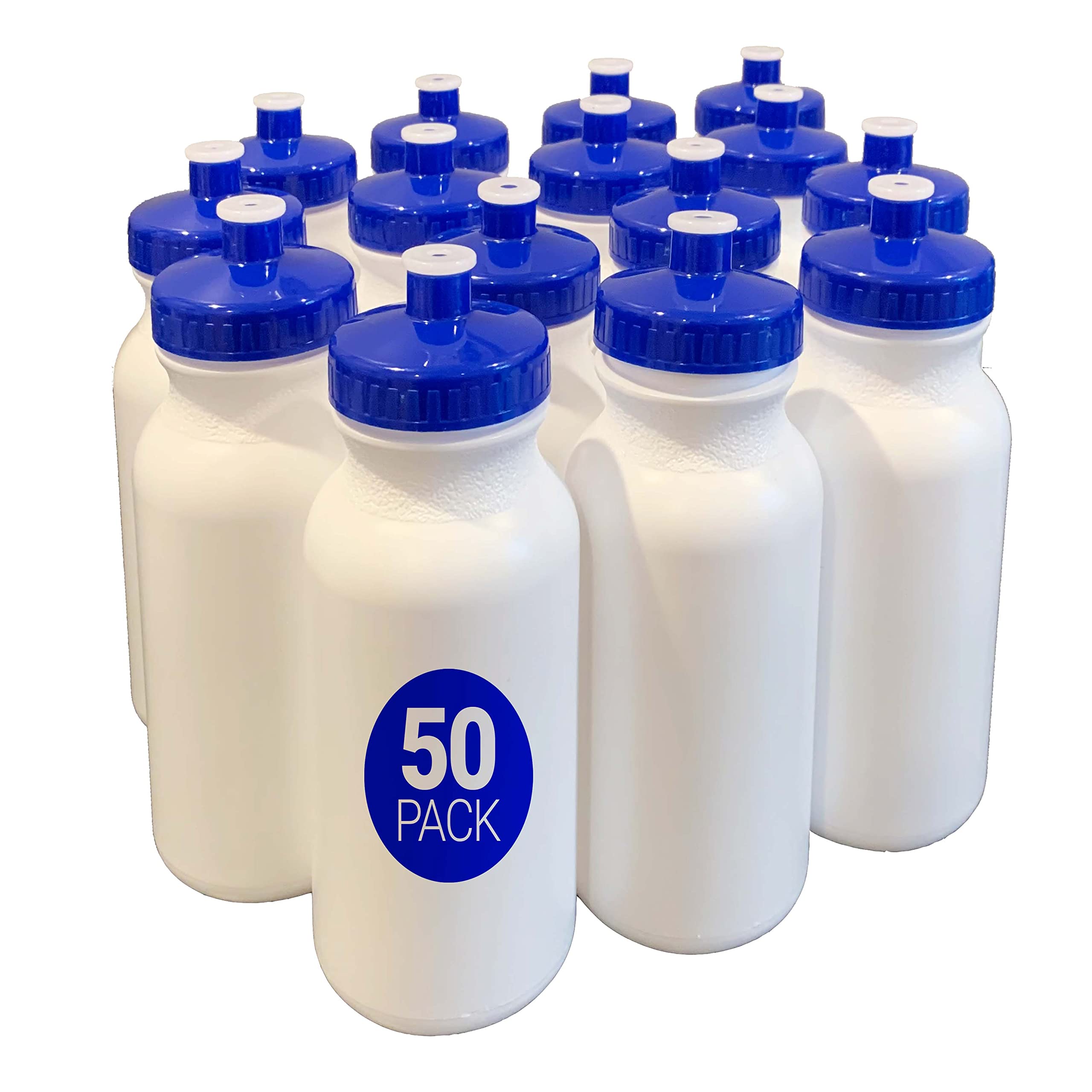 **Bulk 20oz Reusable Plastic Water Bottles - Made in USA - Perfect for Schools, Gyms & Offices (50 Pack)**