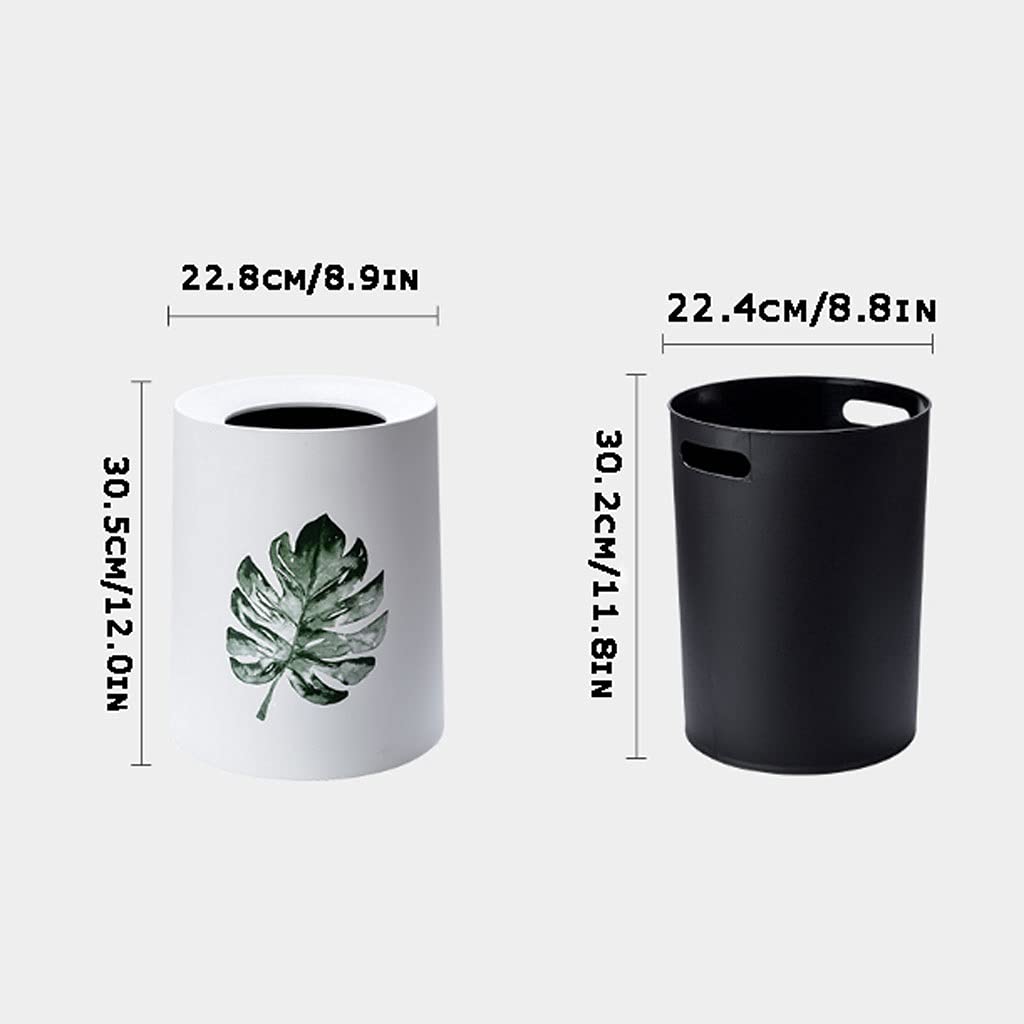 White Double-Layer Plastic Trash Can with Pressure Ring - Waterproof Round Garbage Bin for Home & Office - Creative Storage Solution for Kitchen, Bathroom, and Workspace (Size C)