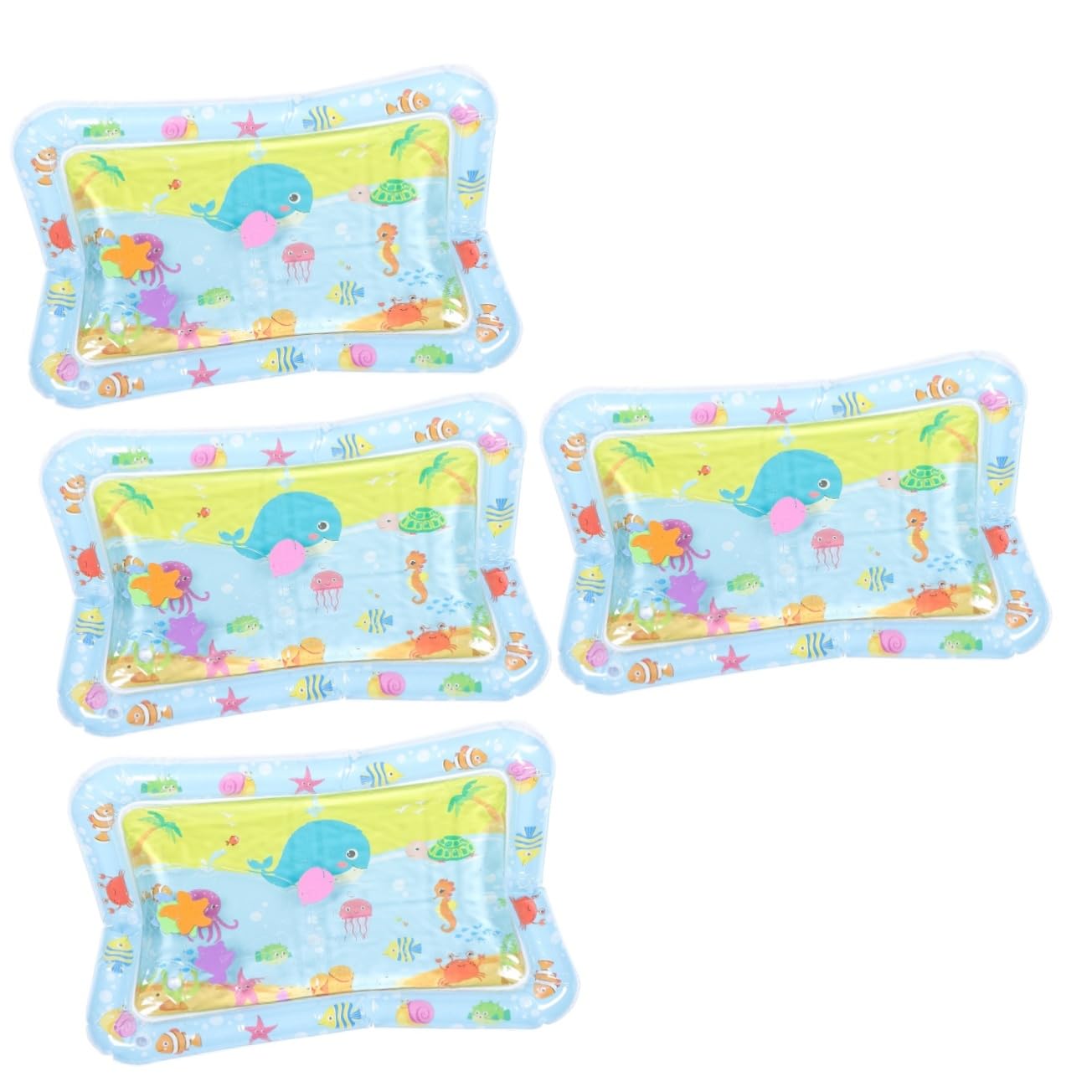 HEMOTON 4-Piece Inflatable Baby Tummy Time Water Play Mat - Safe PVC Water Activity Toy for Infants 0-6 Months - Perfect for Floor Play, Sensory Development & Summer Fun