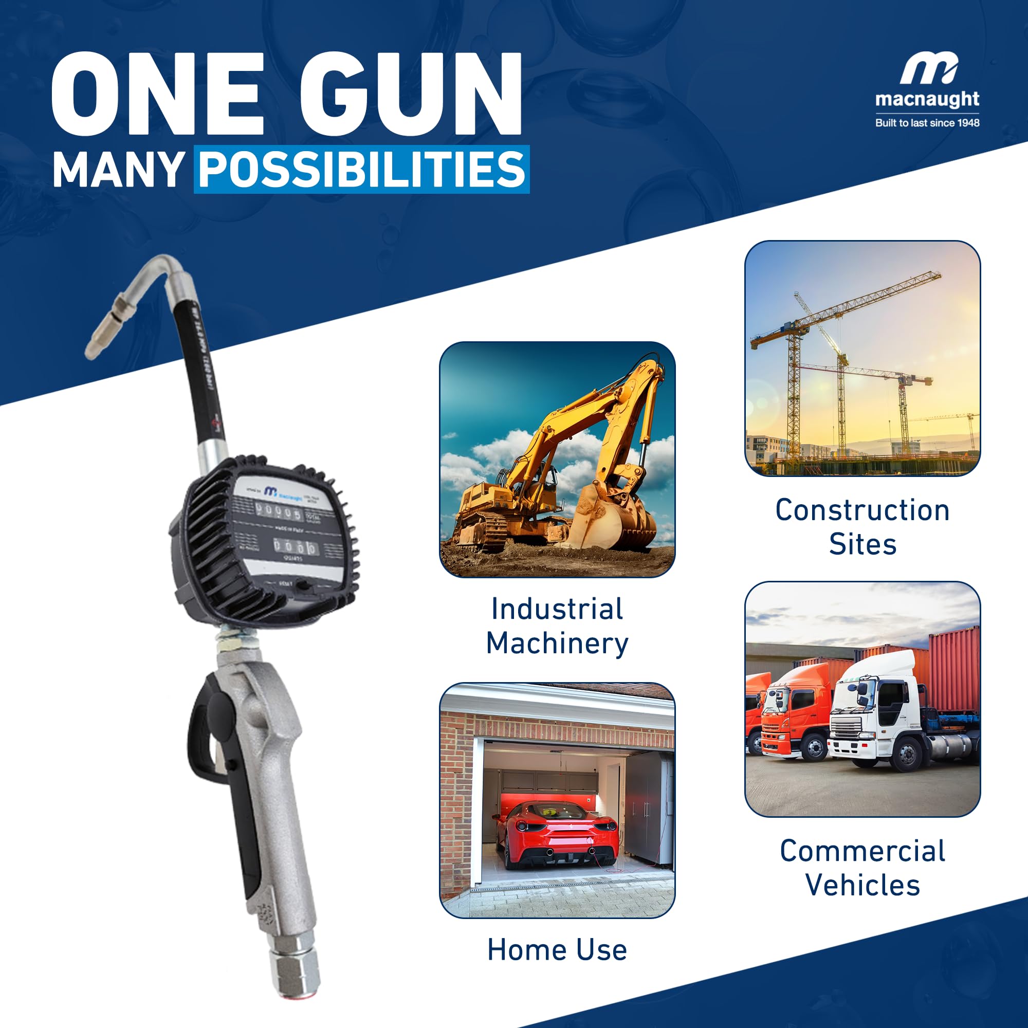 Macnaught Pneumatic Oil Gun with Oil Control Valve & Meter Nozzle - 1/2