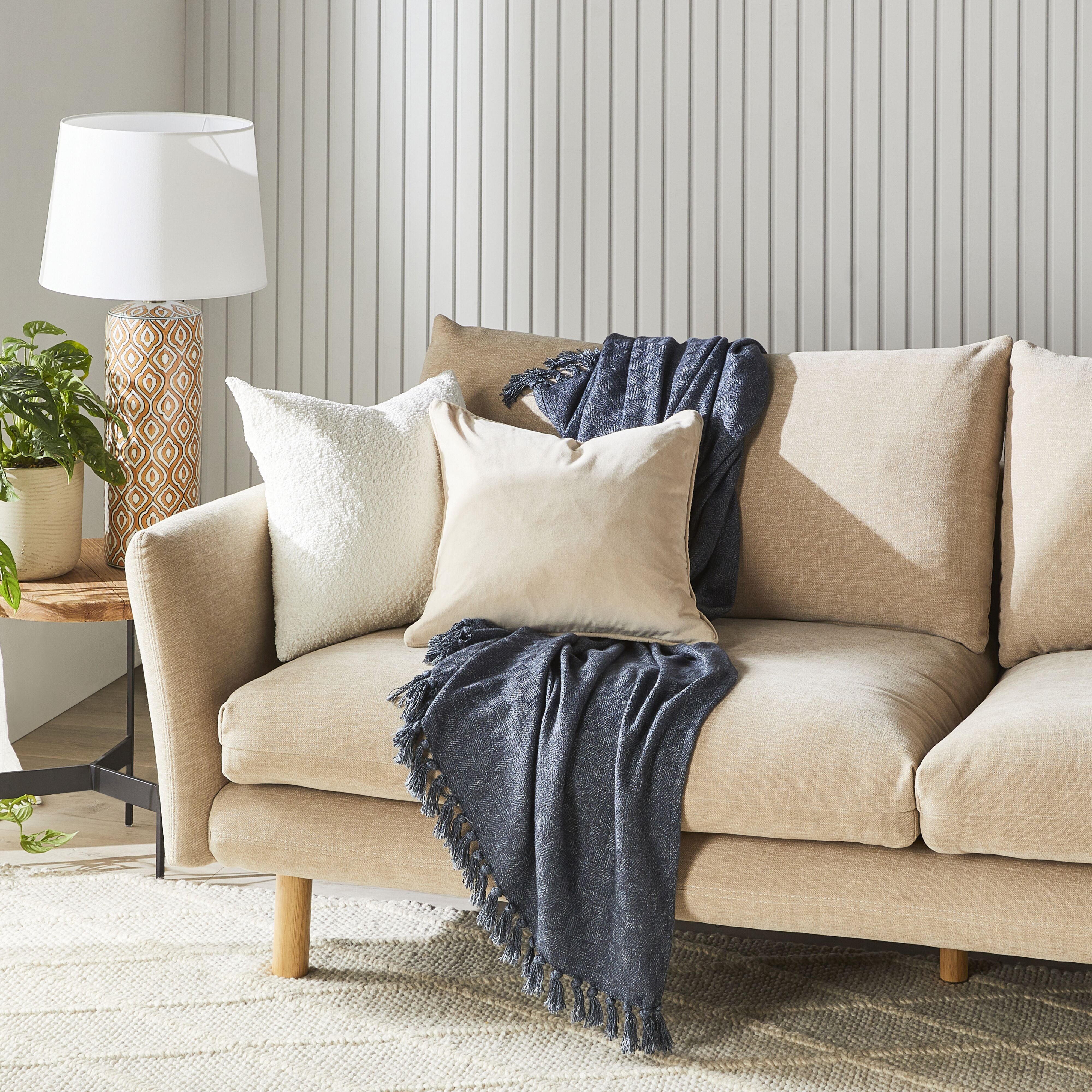 Austin 3-Seater Sofa - Modern Comfortable Fabric Couch for Living Room | Serenity Tortilla Collection | Perfect for Small Spaces, Apartments & Cozy Home Decor