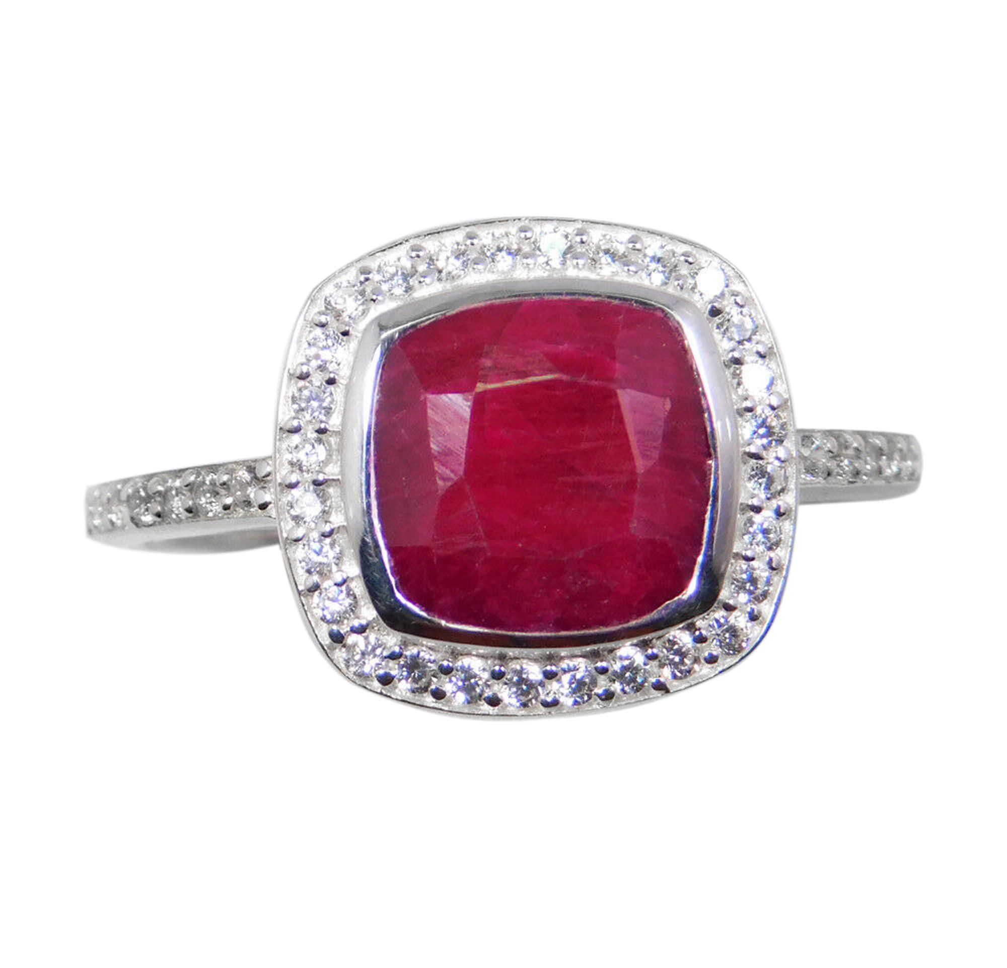 Handmade 925 Sterling Silver Solitaire Ruby Gemstone Ring - Cushion Cut Designer Jewelry for Women, Perfect for Engagement, Wedding & Special Occasions