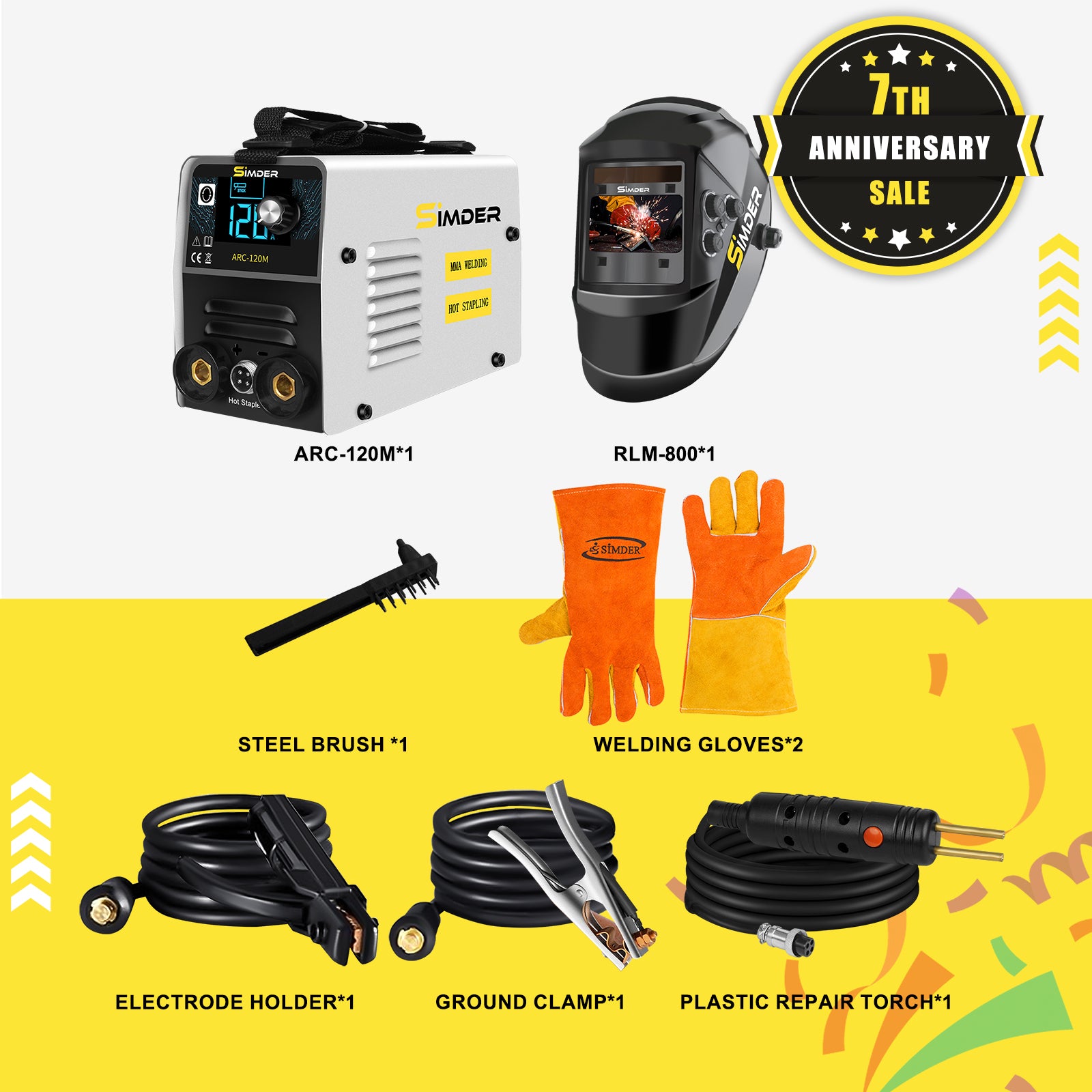 SSIMDER ARC 120M Portable Stick Welder & Hot Stapler Kit - 120V Welding Machine for DIY, Home Repairs, and Metal Fabrication - Perfect for Auto Body Work, Fence Repair, and Small Projects