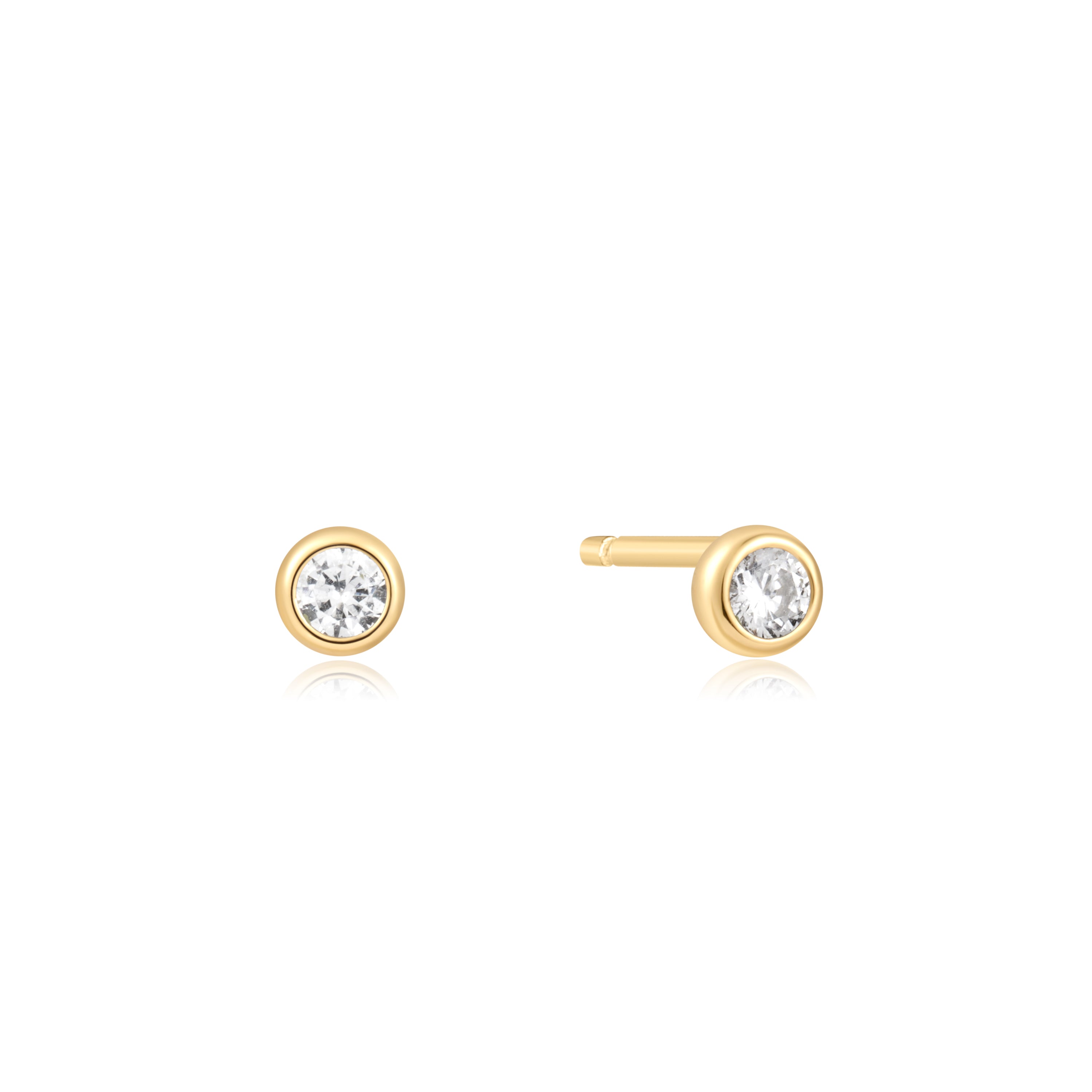 14K Gold Solitaire Cubic Zirconia Stud Earrings for Women - Classic Minimalist Hoop Earrings for Everyday Wear, Gift Giving & Special Occasions