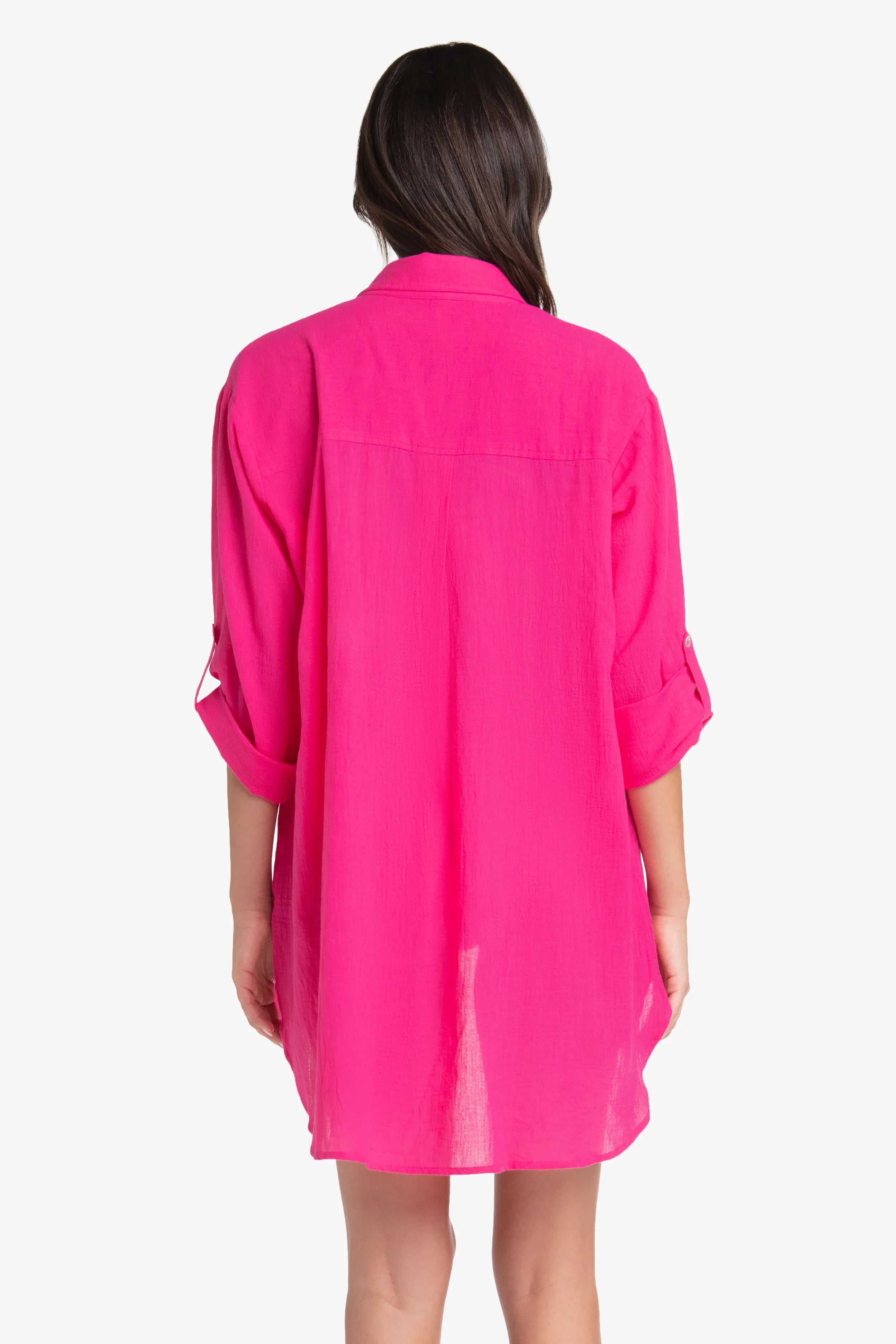 Lotus Pink Camp Shirt Cover Up - Lightweight Summer Beachwear for Women | Perfect for Beach, Pool, and Vacation Outfits