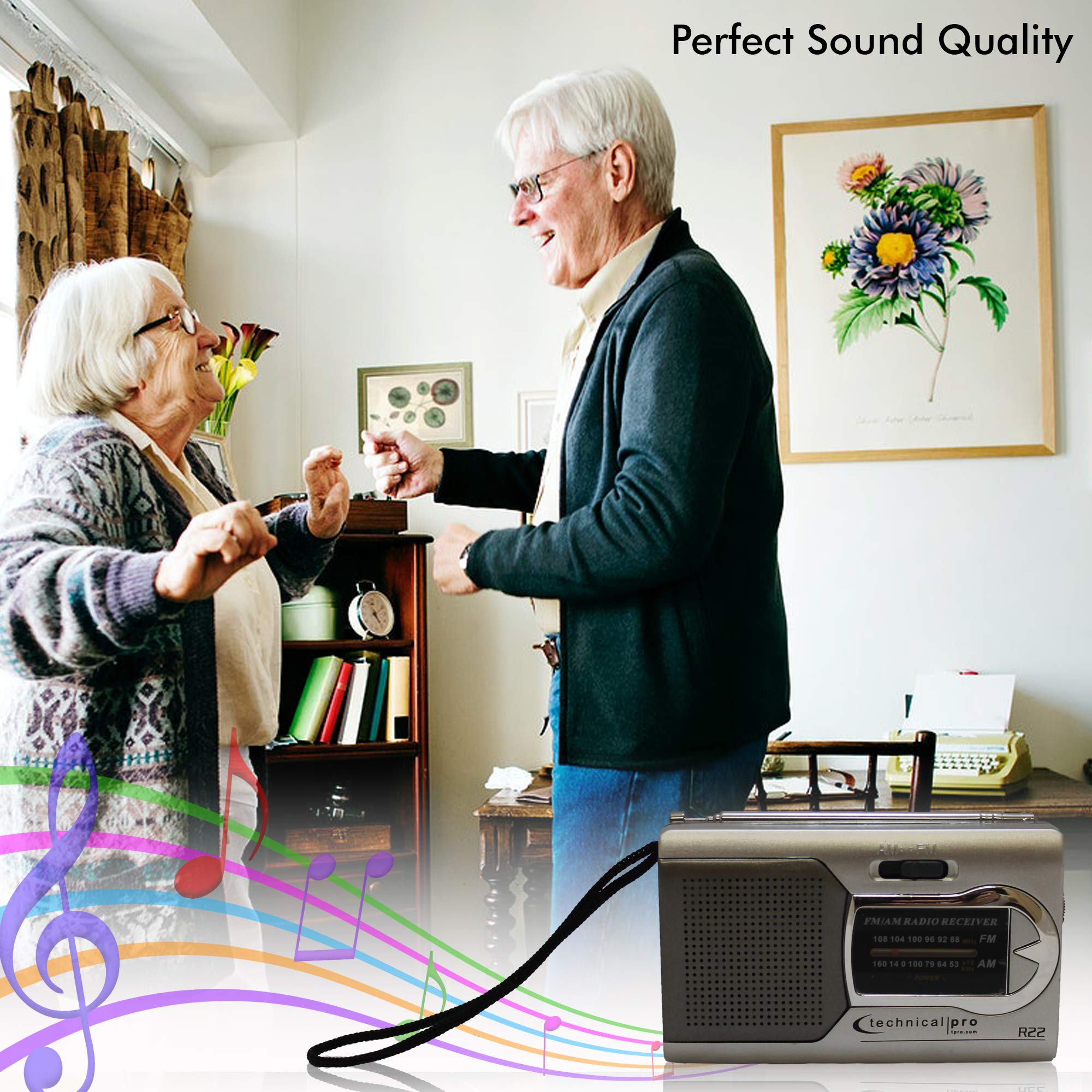 Portable AM FM Radio with Speaker - Battery Powered Handheld Radio with Manual Tuner, Headphone Jack & Adjustable Antenna - Durable Design for Home, Camping, Travel and Emergency Use