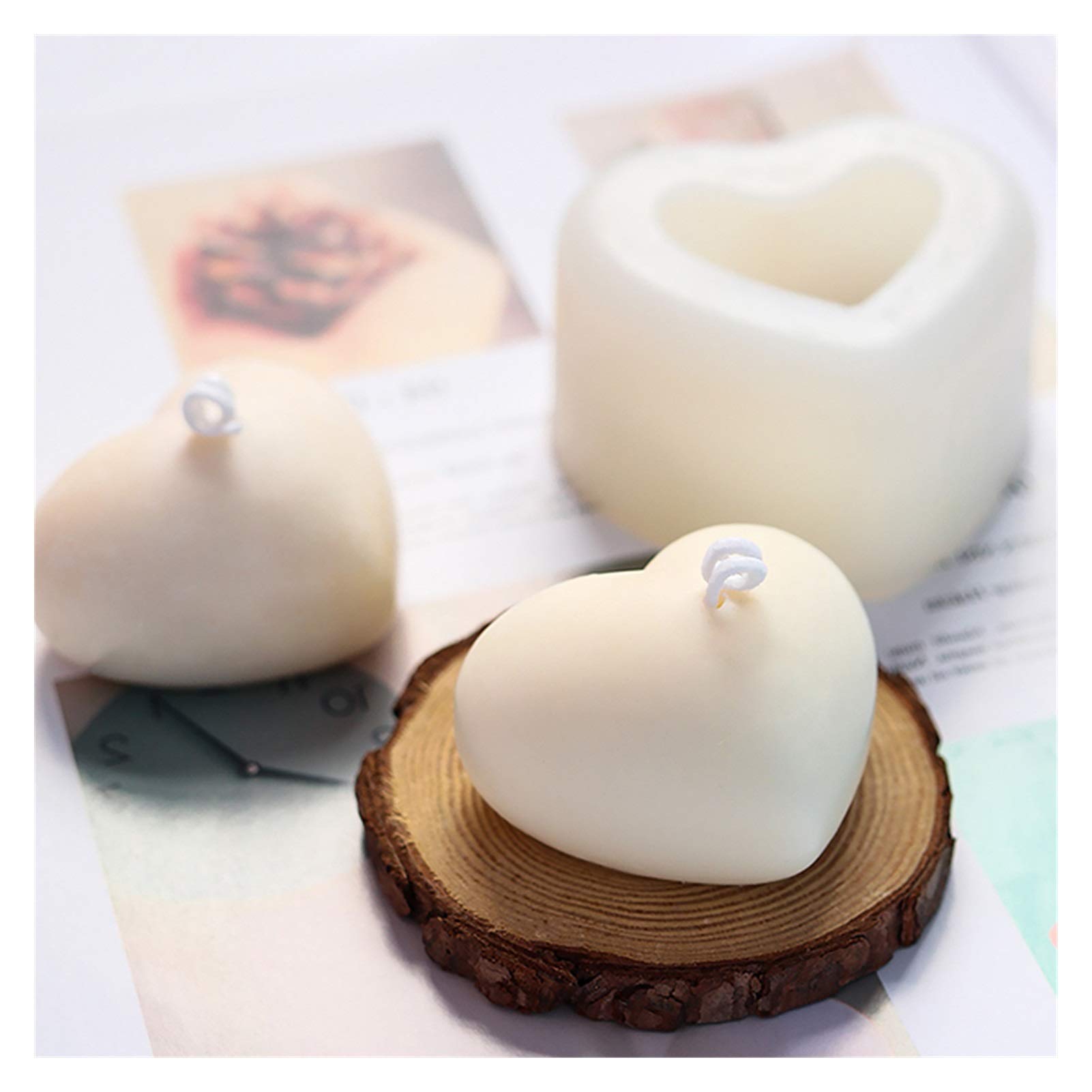 2 Pcs 3D Heart Silicone Molds for DIY Candles, Soap, Chocolate, Resin Crafts - 5.5x4.5x2.9cm & 8x6.5x4cm Baking Molds for Valentine's Day, Wedding, Birthday Cake Decorations