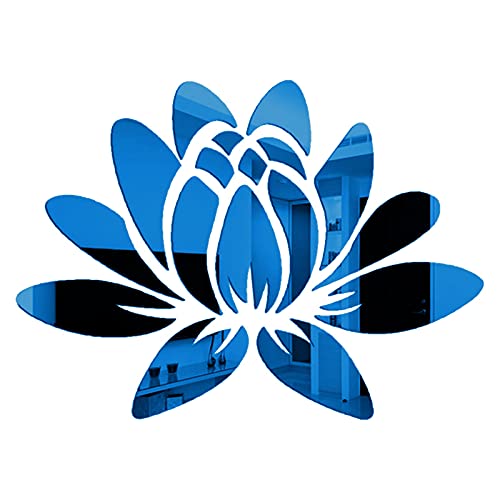 3D Flower Wall Art Decal - Multicolor Mirror Mural Sticker for Home Decor, Self-Adhesive Wall Sticker for Living Room, Bedroom, Nursery (Blue, One Size) - Perfect for Accent Walls, Home Makeovers & Gift Giving