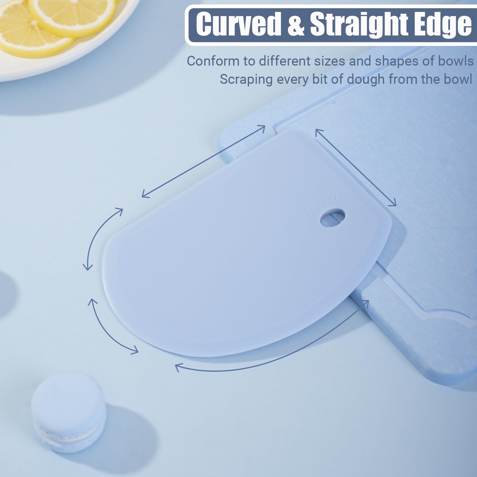 Premium Silicone Dough Scraper with Stainless Steel Core - Flexible Baking Bowl Scraper Set of 2 (Blue & Mint Green) - Food Grade Kitchen Tool for Sourdough Bread, Pastry Making & Cookie Dough - Ideal for Bakers & Home Cooks