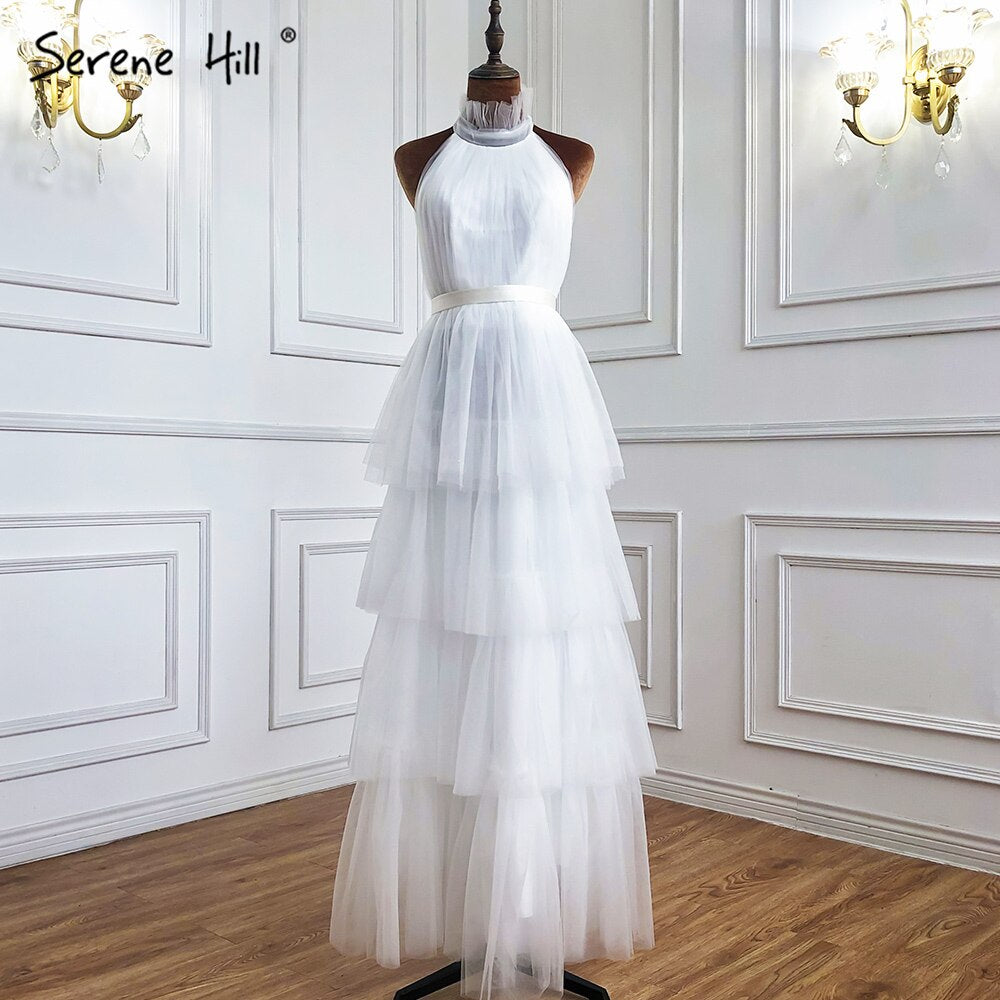 Serene Hill Blush Pink A-Line Evening Dress - Sleeveless Tiered Formal Gown for Prom, Wedding & Special Occasions | Simple Ankle-Length Design 2025 LA70700