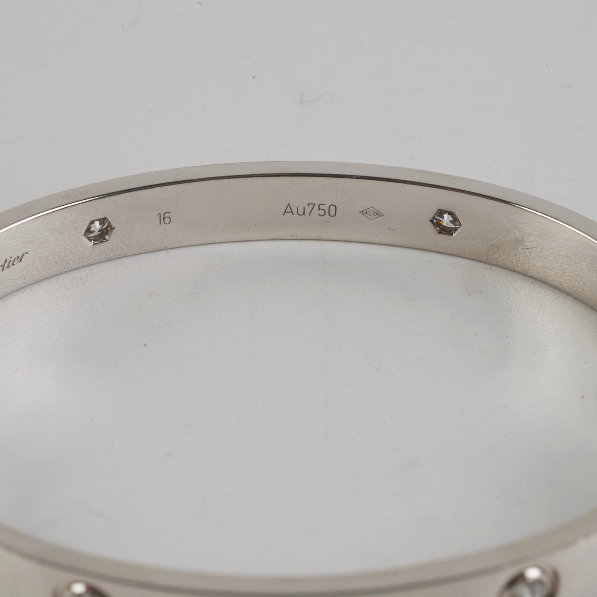 Cartier Love Bracelet in 18K White Gold with 4 Diamonds - Size 16 | Luxury Jewelry for Women, Anniversary Gift, Wedding Present, Special Occasion Accessory