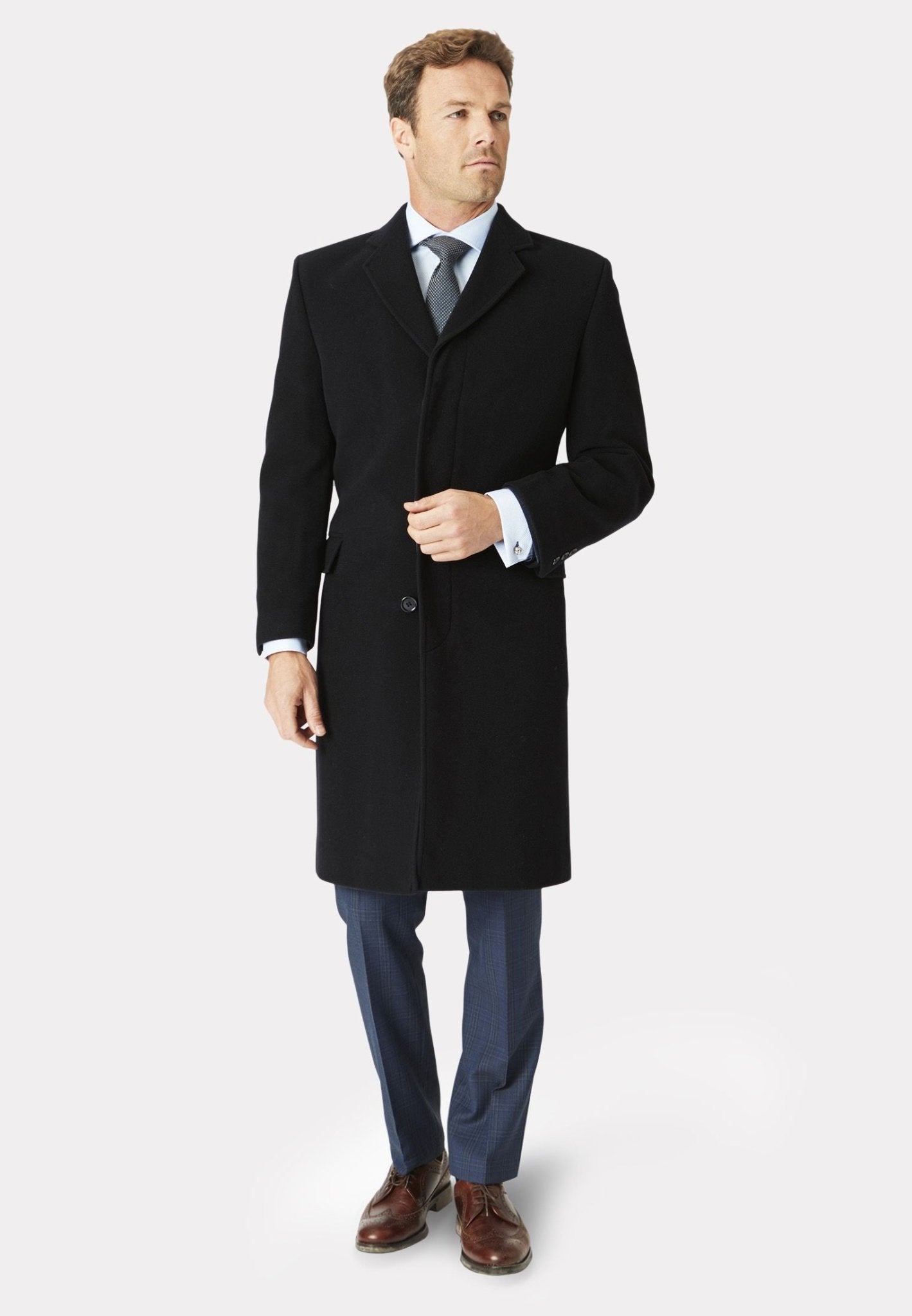 BROOK TAVERNER Men's Wool Cashmere Blend Overcoat - Premium Winter Coat for Business & Formal Occasions - Black Regular Fit - Warm & Stylish Outerwear for Office, Events & Cold Weather