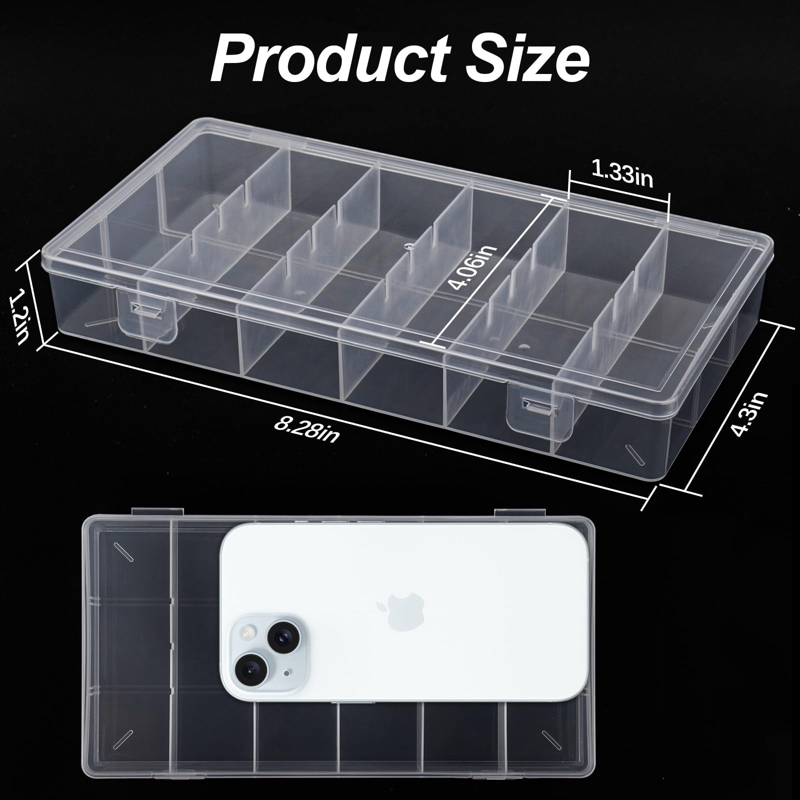 Clear Plastic Storage Box 2-Pack - Cosmetic & Makeup Organizer, Fishing Tackle Box, Jewelry & Hardware Accessories Container - Perfect for Home, Office & Travel Organization