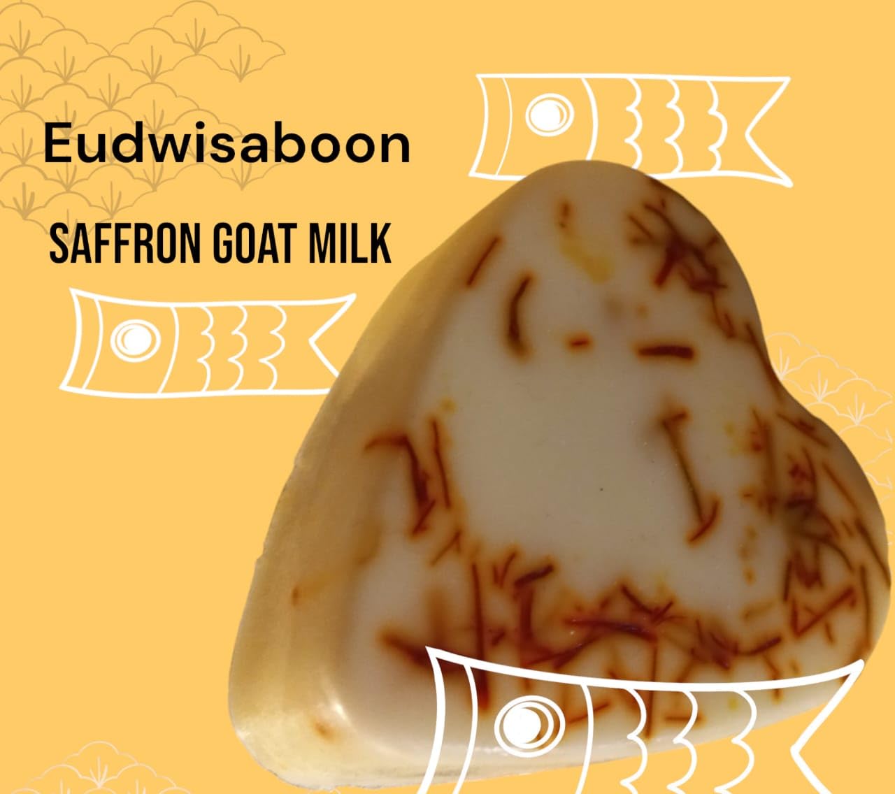 EUDWI Saffron Goat Milk Beauty Soap Bar - Natural Skin Brightening & Nourishing with Saffron Extract & Goat Milk | Gentle Cleansing for Dry, Sensitive Skin - Perfect for Daily Face & Body Care Routine