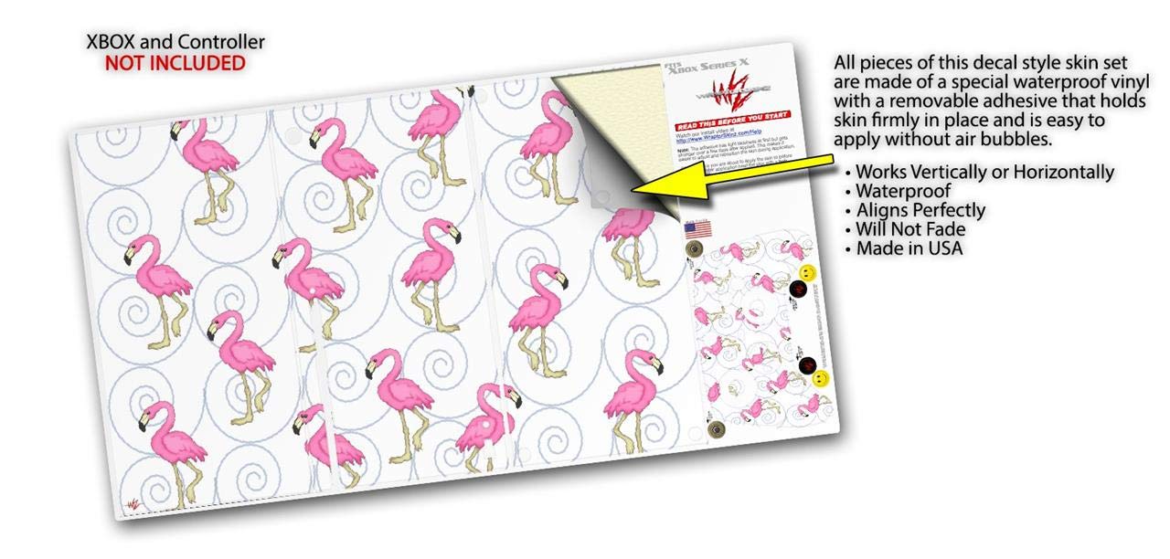 Premium WraptorSkinz Vinyl Skin Decal for XBOX Series X Console & Controller - Flamingo on White Design | Custom Protective Wrap | Gaming Accessory for Personalization & Scratch Protection | Perfect for Gamers & Collectors