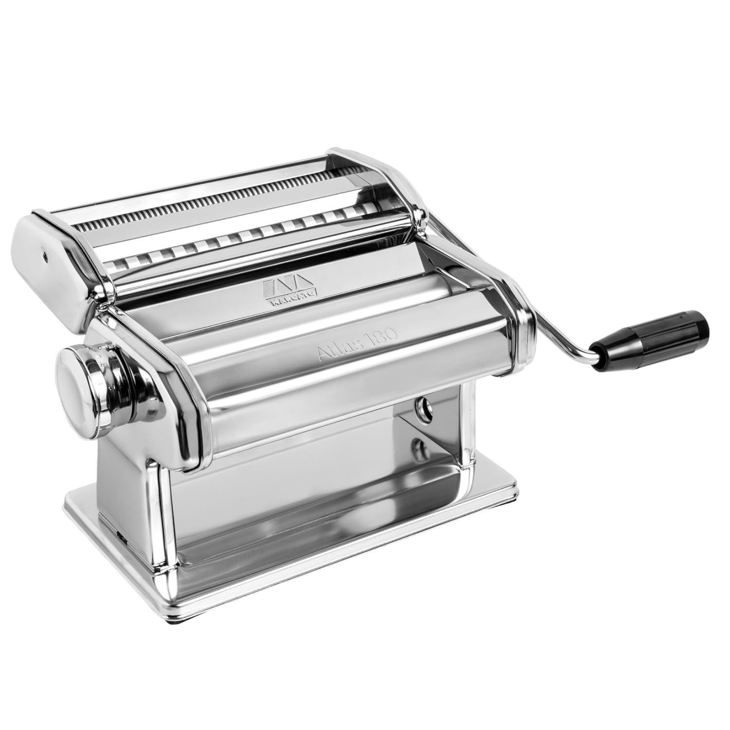 Marcato Atlas 180 Classic Manual Pasta Machine - Made in Italy | Premium Chrome Steel Pasta Maker for Lasagne, Fettuccine & Tagliolini | Perfect for Italian Cuisine, Home Cooking & Restaurant Use