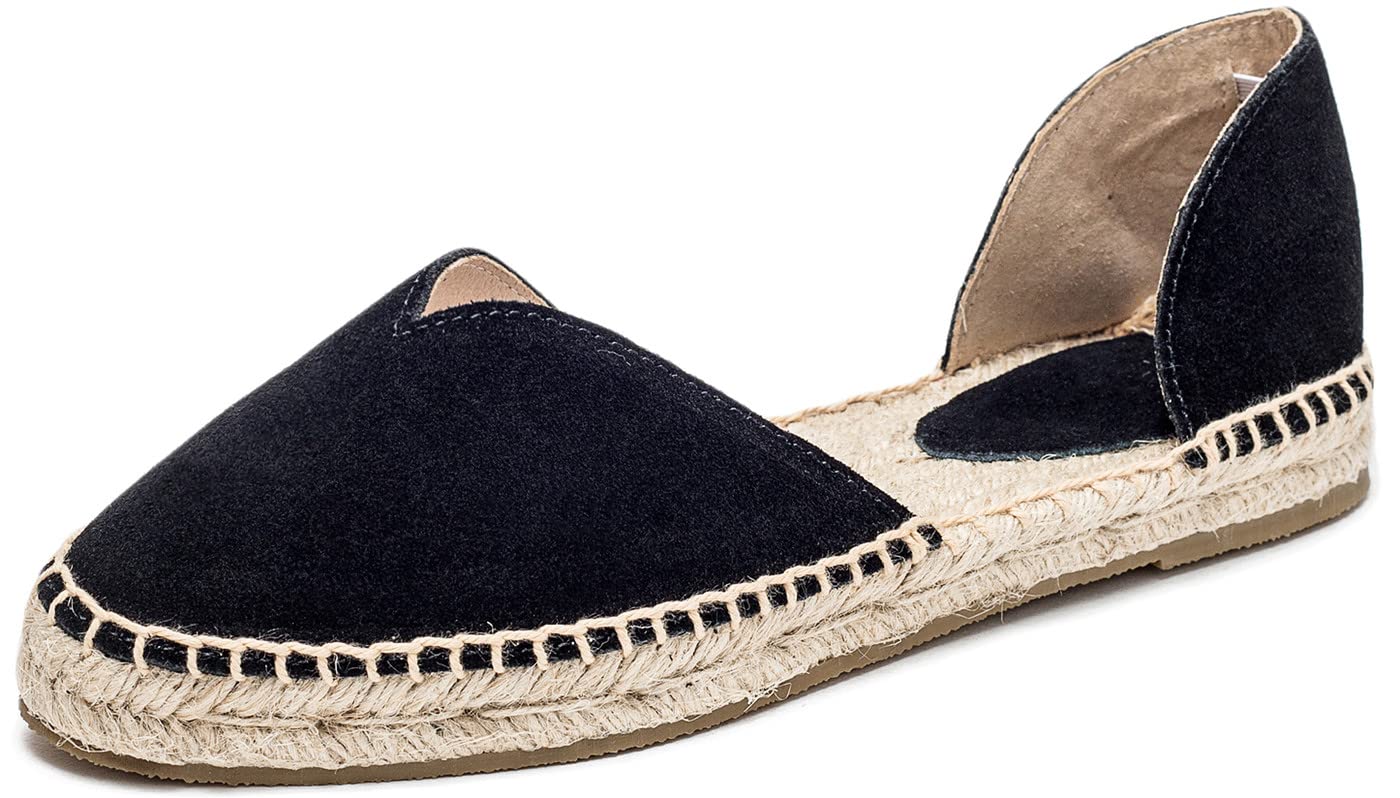 U-lite Women's Comfortable Suede Pointed Toe Espadrille Flats - Slip On Loafers in Pure Colors | Perfect for Office, Casual Wear & Spring Outfits