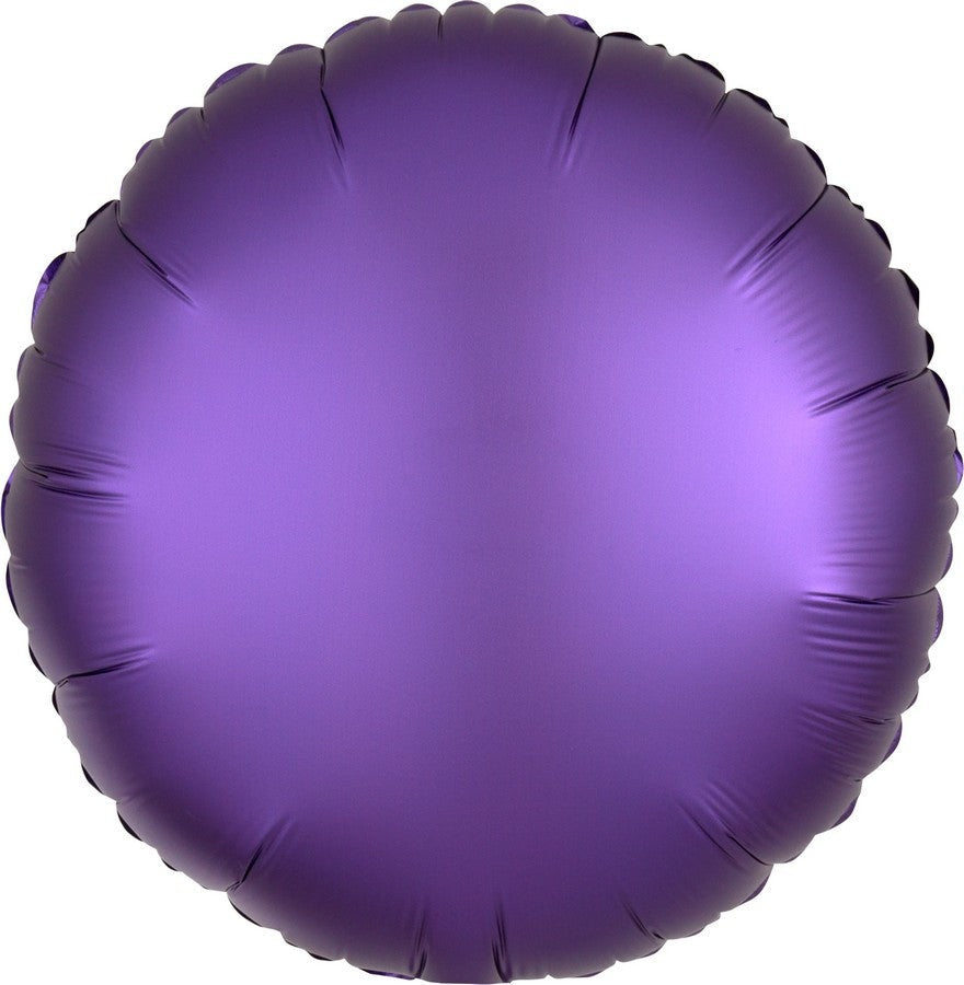 45cm Standard HX Satin Luxe Purple Royale Circle Balloons for Party Decorations, Wedding Centerpieces & Birthday Celebrations - Pack of 12