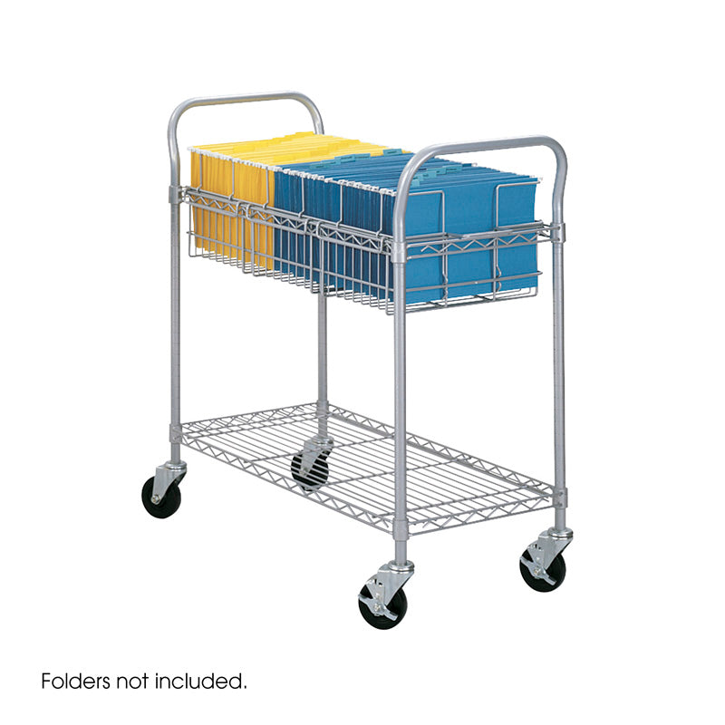 Gray Wire Mail Cart - Heavy Duty Rolling Mail Organizer for Office, Home & School - Perfect for Mail Sorting, File Storage & Document Organization