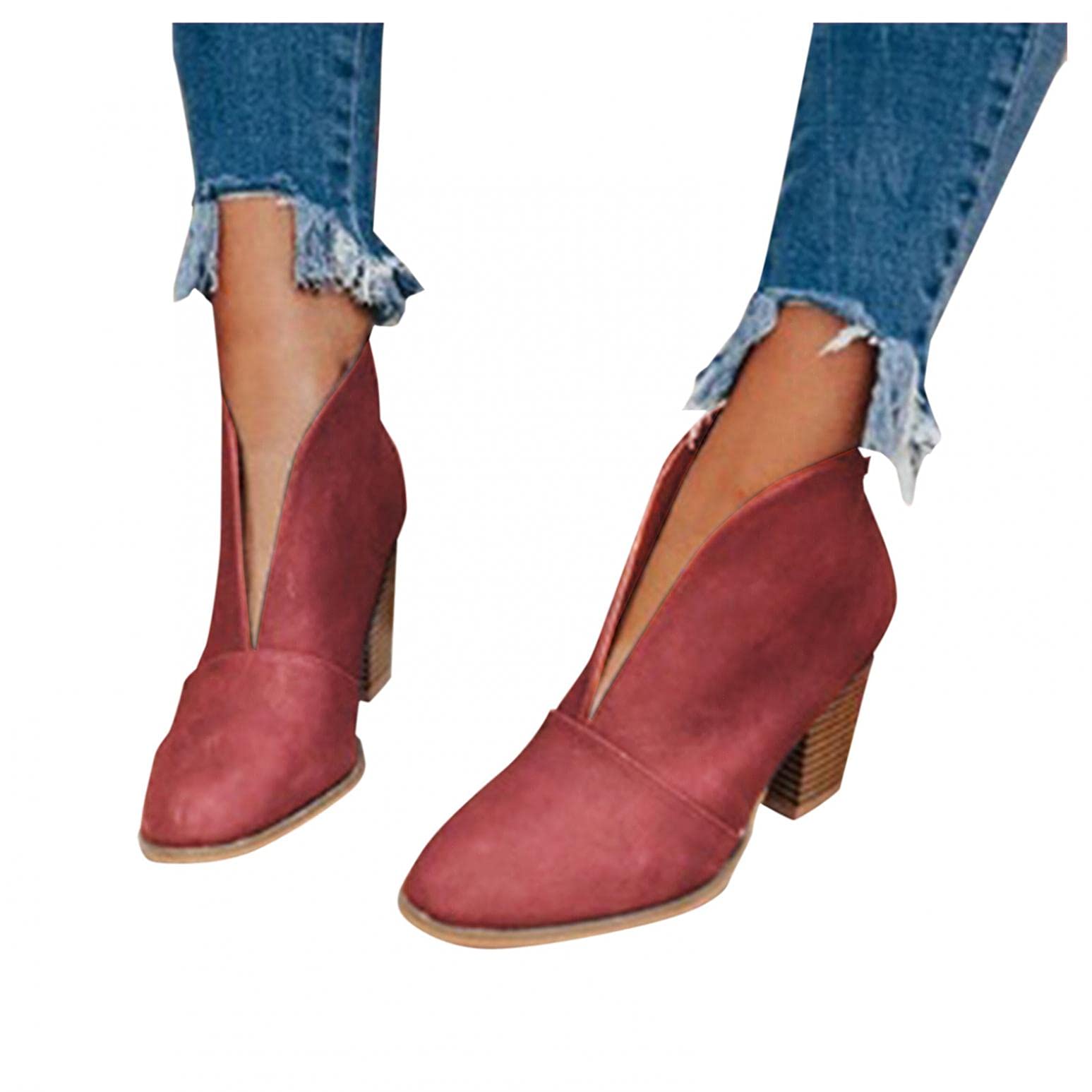 Cowgirl Ankle Boots for Women - Western Dressy Block Heel Booties with Pointed Toe & Slip On Design | Perfect for Country Dancing, Rodeo Events & Casual Outfits