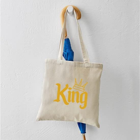 King Gold Tote Bag - Natural Canvas Reusable Shopping Bag for Groceries, Beach & Everyday Use | Eco-Friendly & Durable