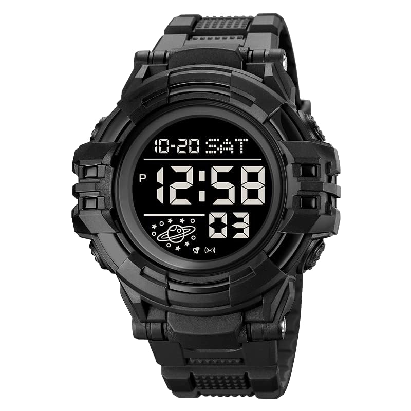 Gosasa Men's Sports Digital Watch - Waterproof LED Stopwatch with Countdown, 12/24 Hour Display & Multifunction for Running, Gym, Outdoor Activities