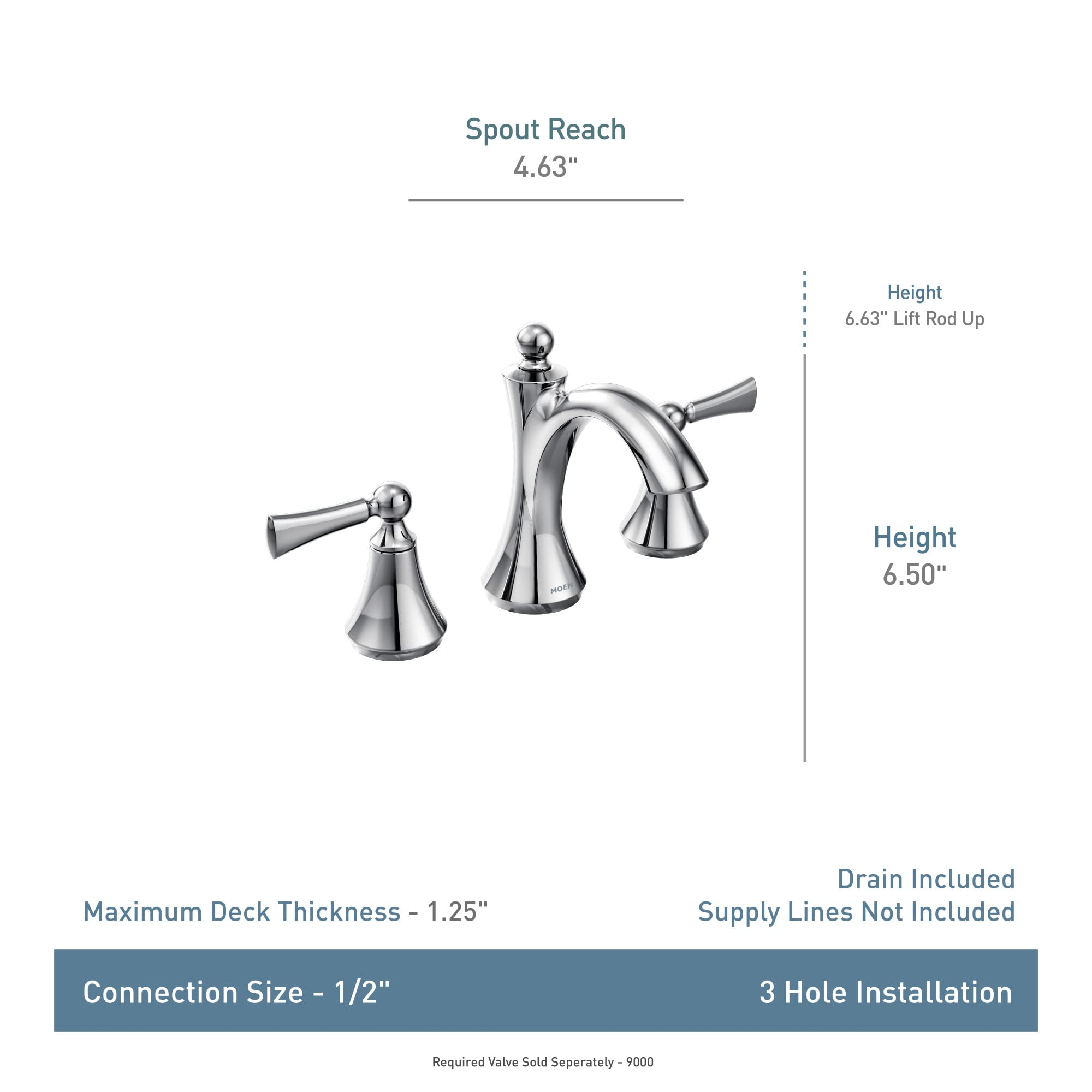 Moen T4520ORB Wynford Two-Handle Widespread High-Arc Bathroom Faucet in Oil-Rubbed Bronze - No Valve Included | Perfect for Modern Bathroom Vanities and Sink Upgrades