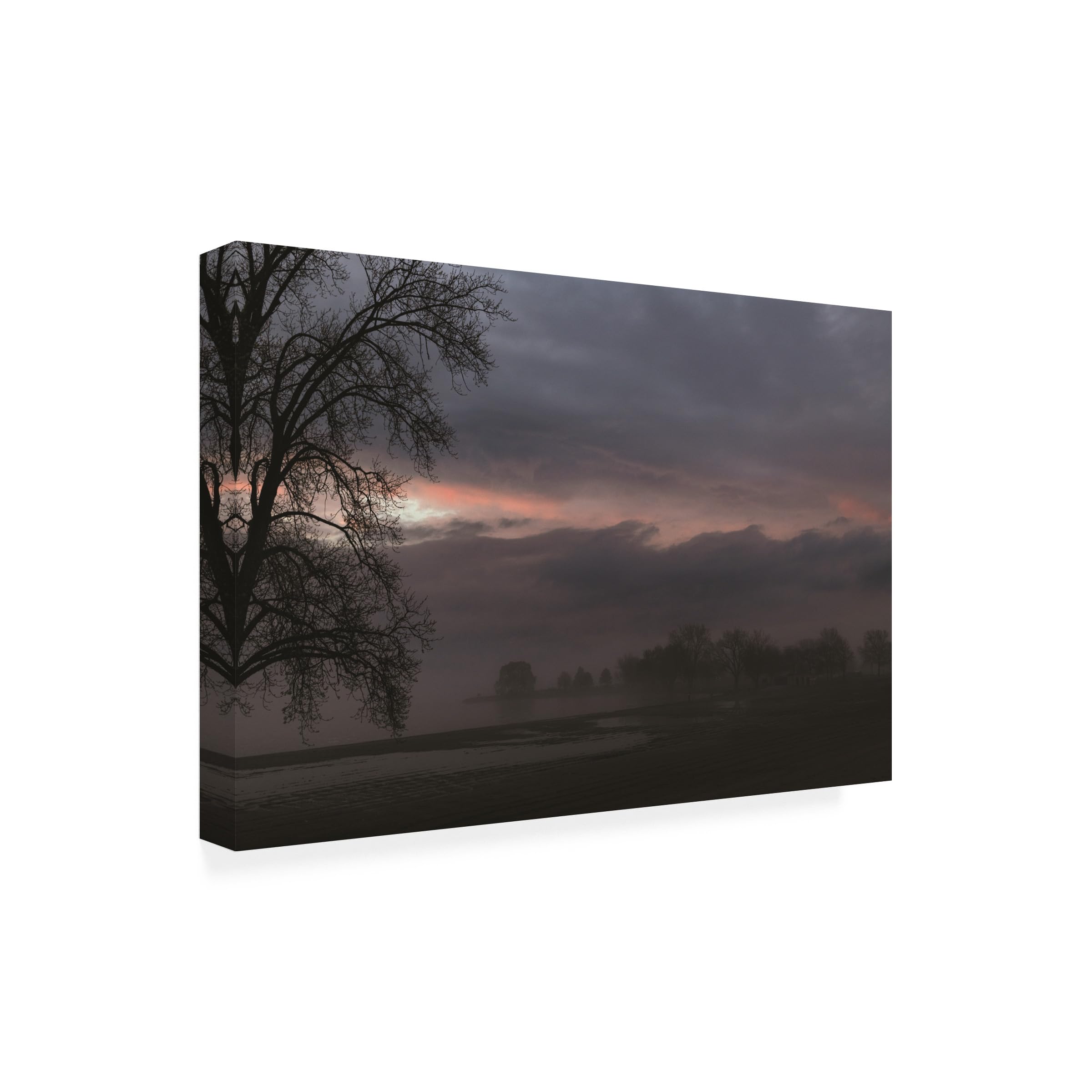 Kurt Shaffer 'Foggy Evening At The Lake' Canvas Wall Art Print - Landscape Nature Photography for Living Room, Bedroom & Office Decor
