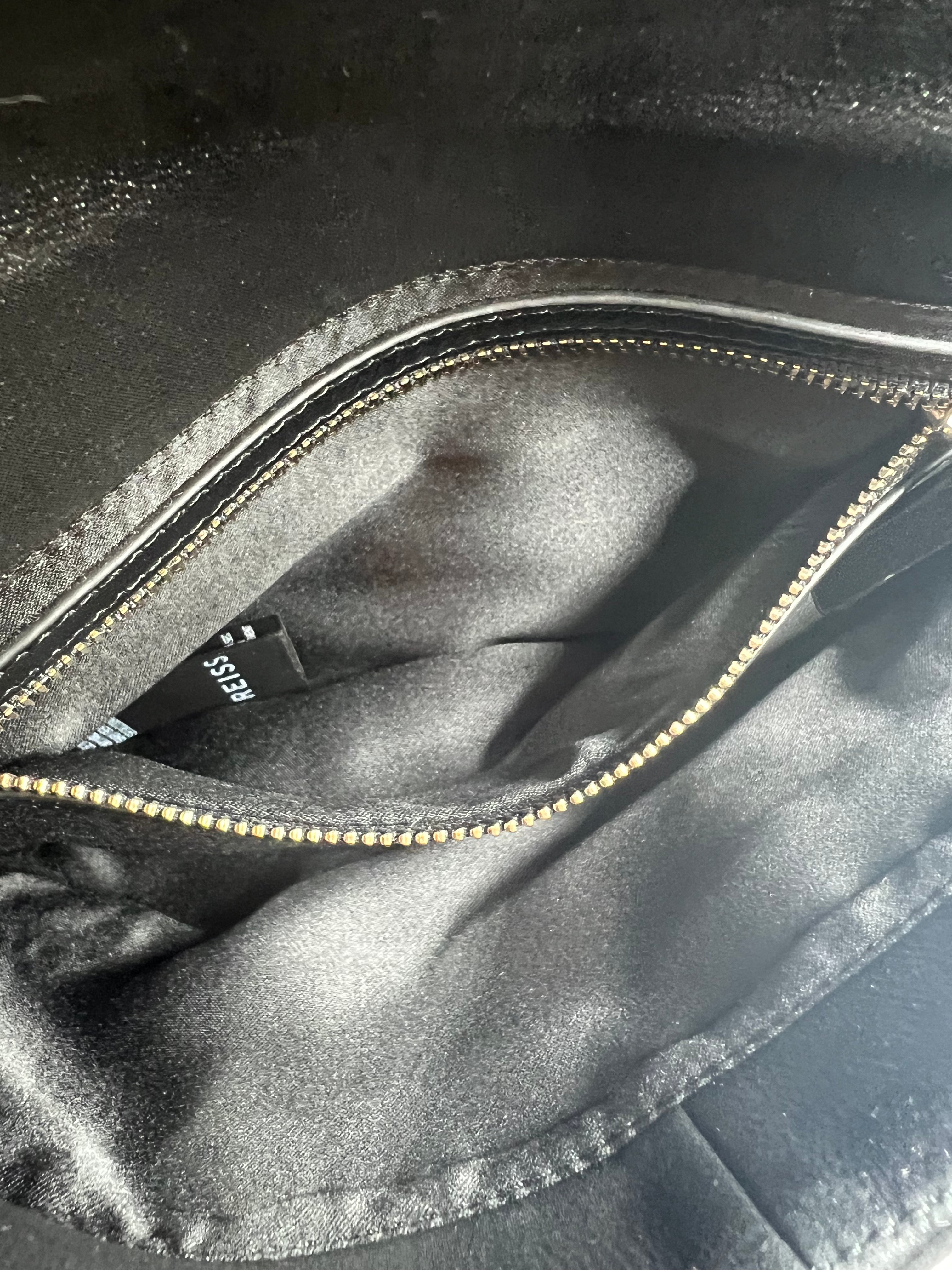 Reiss Black Beau Suede Clutch Bag for Women - Elegant Evening Purse for Parties, Weddings & Special Occasions