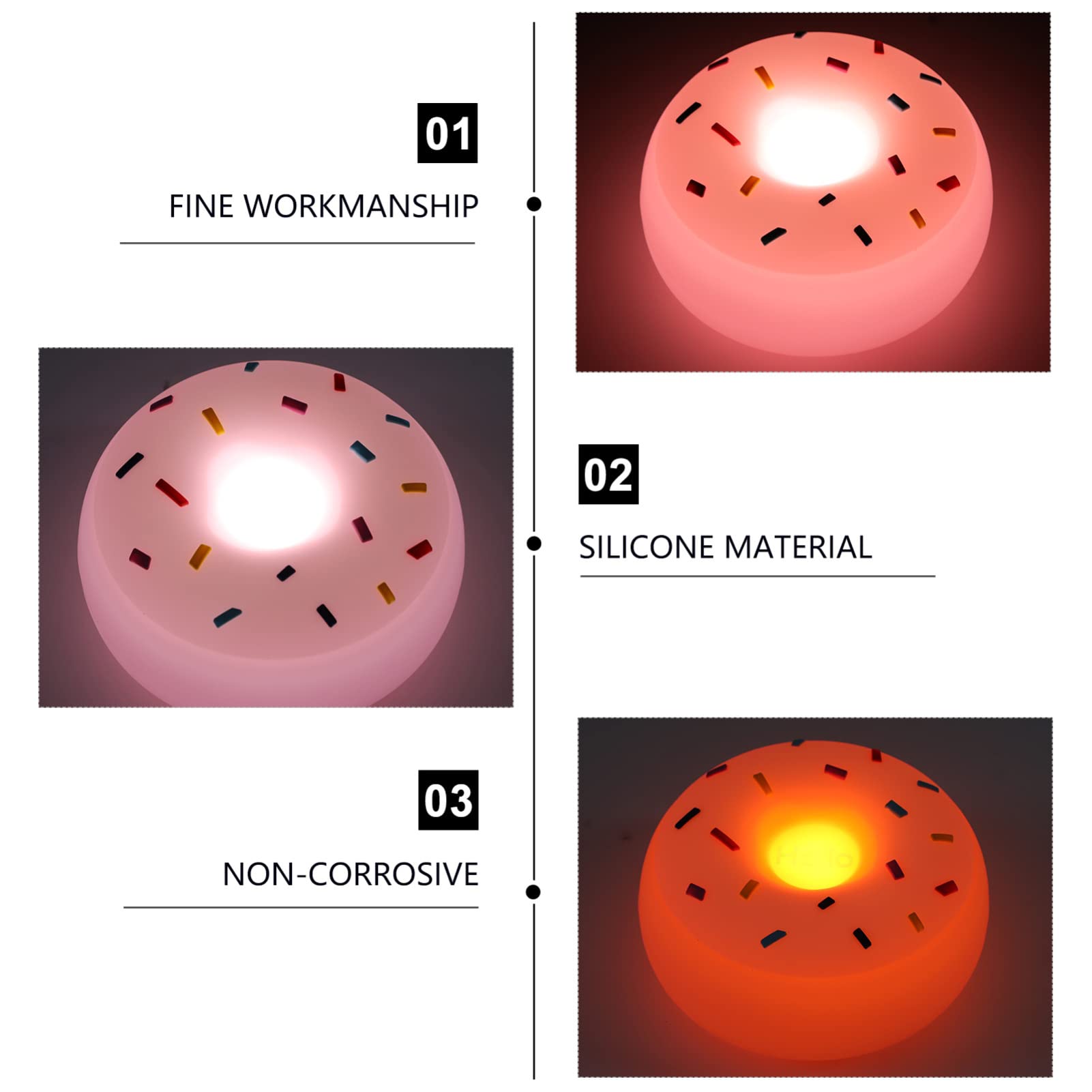 **Beaupretty Cute Silicone Donut-Shaped Night Light - USB-Powered LED Bedside Lamp for Girls, Nursery, Bedroom - Perfect for Anniversary, Wedding & Desk Decor**    *(Ideal for kids' rooms, cozy bedrooms, romantic weddings, or as a thoughtful gift!)*
