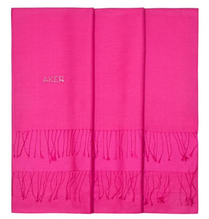 Luxury Aker Silk Shawl with Swarovski Crystals - Elegant Hot Pink Wrap for Women | Perfect for Evening Parties, Weddings & Special Occasions