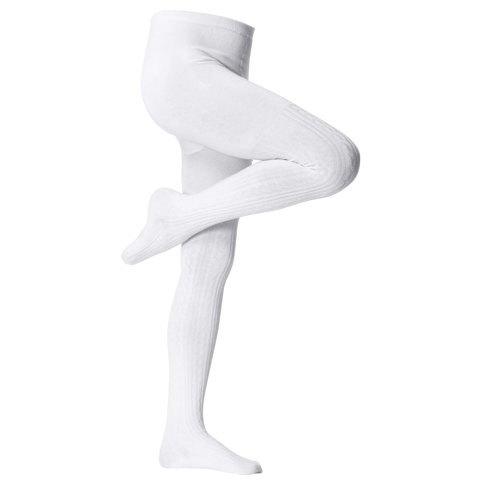Century Star Girls Winter Warm Tights - Soft Cable Knit Cotton Leggings for Toddler & Kids - Ballet Dance Stockings & Everyday Wear