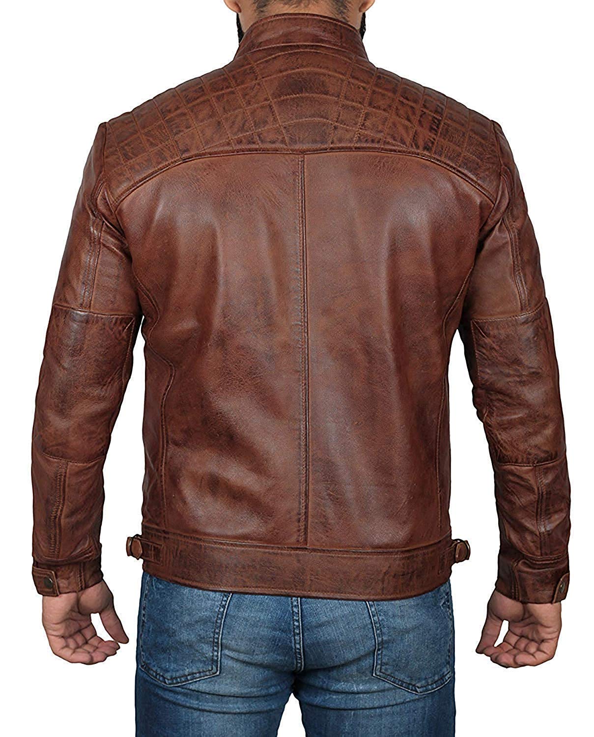 Decrum Genuine Leather Jacket for Men - Premium Black & Brown Motorcycle Biker Jacket | Stylish Outerwear for Riding, Casual Wear & Night Out
