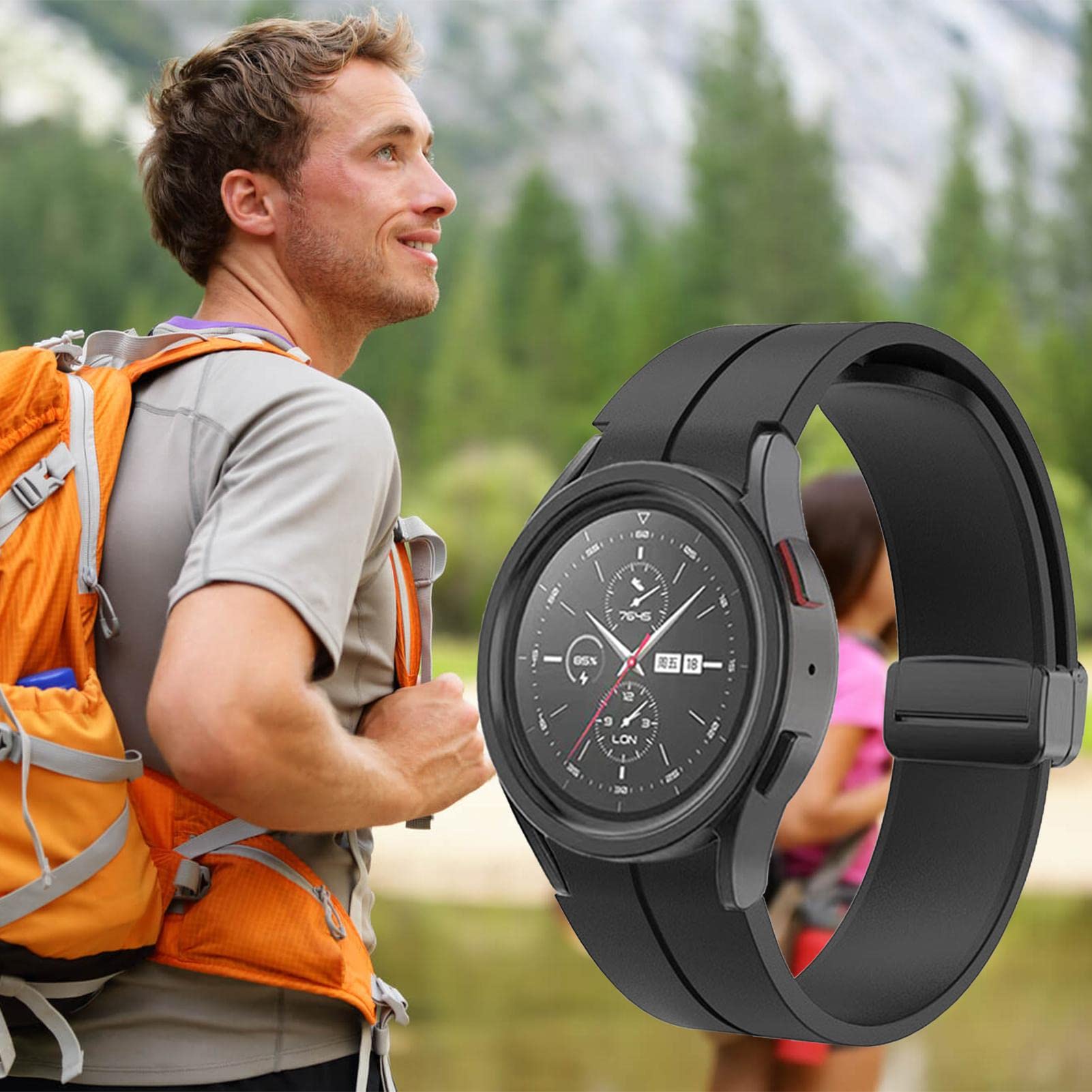 Premium Soft Silicone Watch Band for Samsung Galaxy Watch 5/5 Pro - Sweat-Resistant Replacement Strap Bracelet | Perfect for Workouts, Running & Everyday Wear (Black)