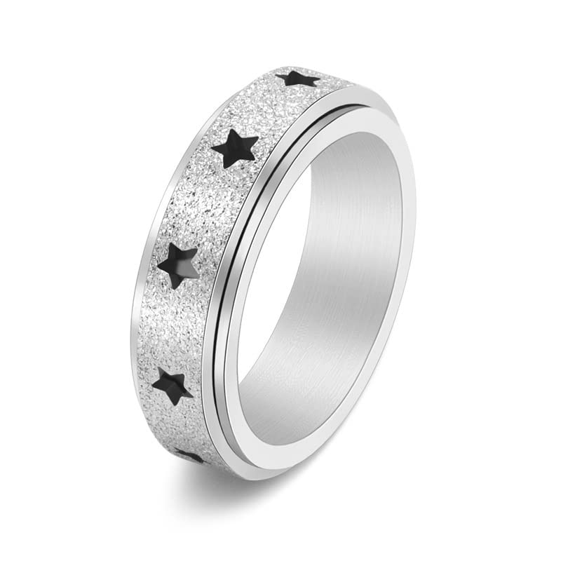 Keep Going Inspirational Spinner Ring - Stainless Steel Motivational Jewelry for Teens & Women, Star Glitter Matte Finish, Sizes 5-12 - Perfect for Graduation Gifts, Daily Encouragement & Stress Relief