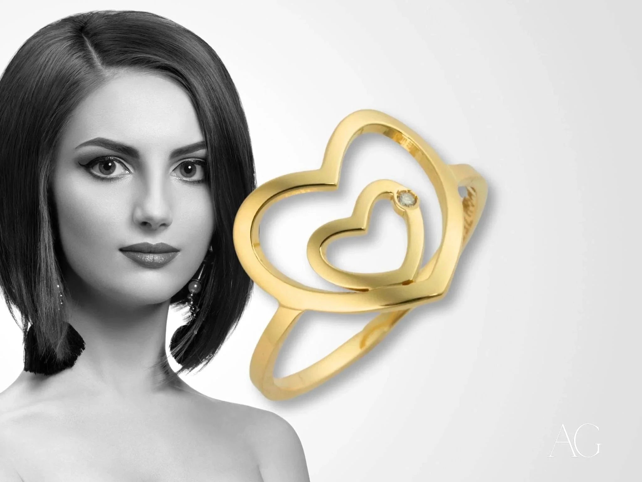 4H's Diamond Heart Ring - Elegant & Romantic Jewelry for Women, Perfect for Valentine's Day, Anniversary & Special Occasions