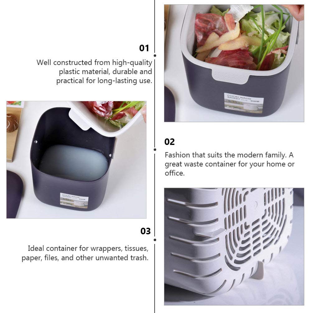 Cabilock 1pc Small Trash Can with Handle - Purple Plastic Garbage Bin for Bathroom, Kitchen, Office & Car - Wet/Dry Waste Basket for Compost & Drain Disposal - Perfect for Home, Travel & Workspace Organization