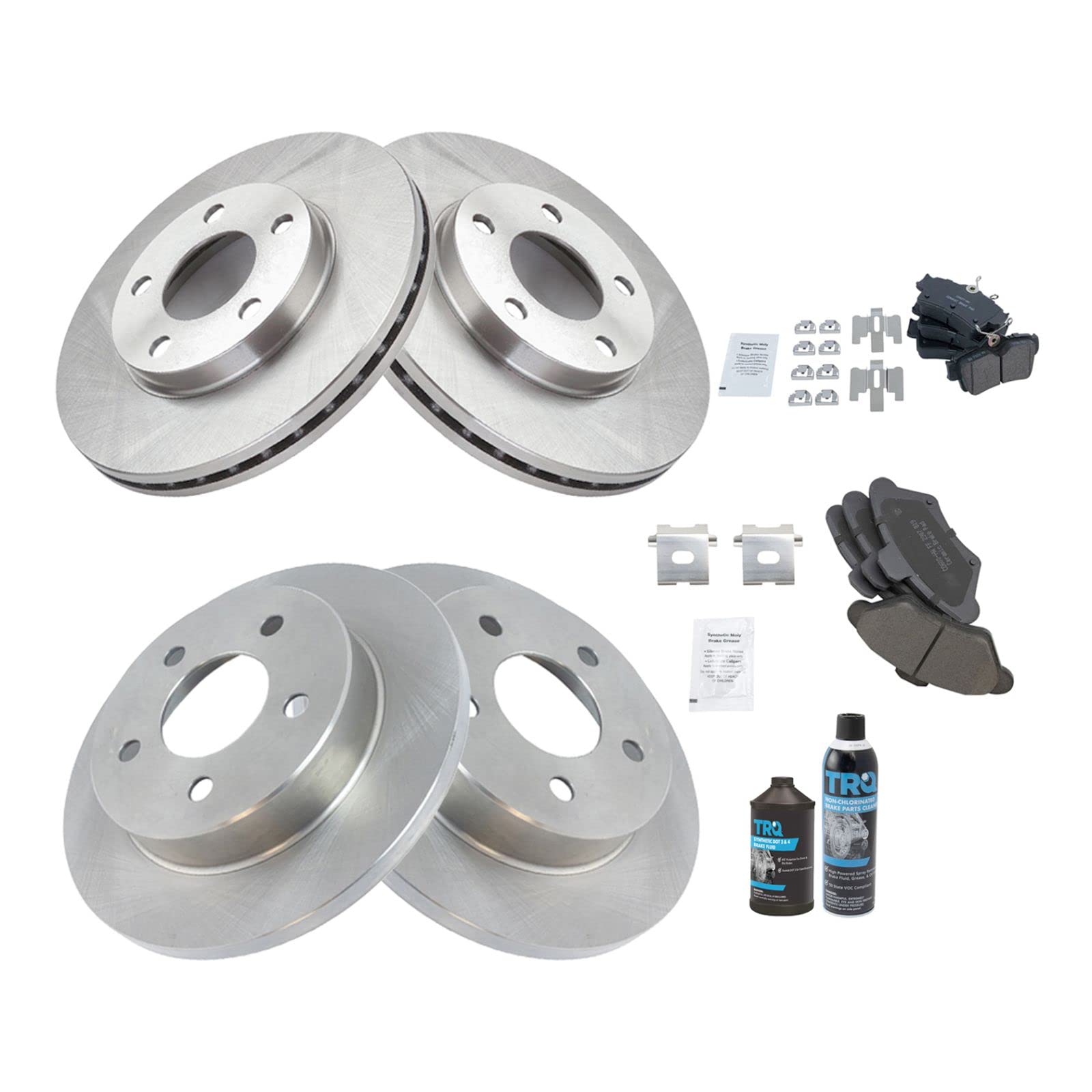 High-Performance Front & Rear Ceramic Brake Pads & Rotors Kit for 1994-1998 Ford Mustang - Includes Brake Chemical Kit - Perfect for Street Racing & Daily Driving