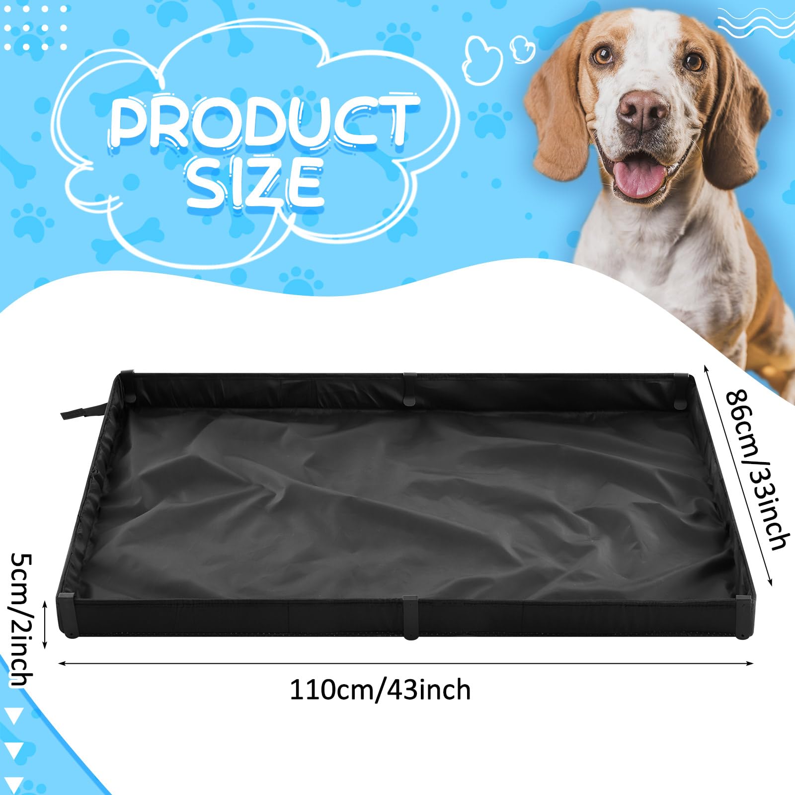 Extra Large 43 x 34 Inch Dog Pee Pad Holder Tray - Foldable Portable Puppy Potty Training Pad with 4 Fixing Clips, High Sides, Waterproof & Easy to Clean for Indoor/Outdoor Use