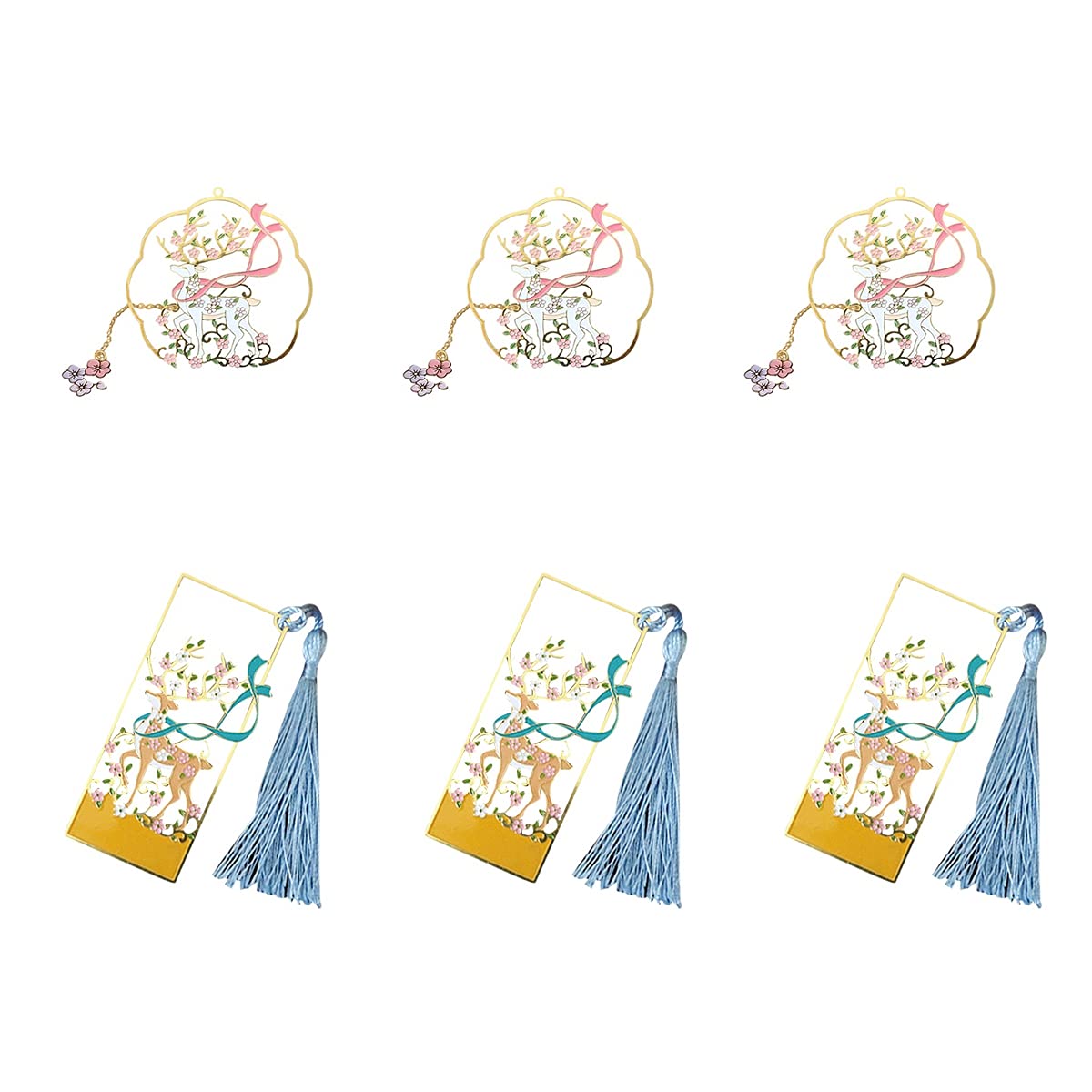 6pcs Hollow Metal Bookmarks with Tassels - Vintage Brass Bookmark Set for Reading, School, Office - Creative Teacher & Student Stationery Supply - Perfect Gift for Book Lovers & Reading Enthusiasts