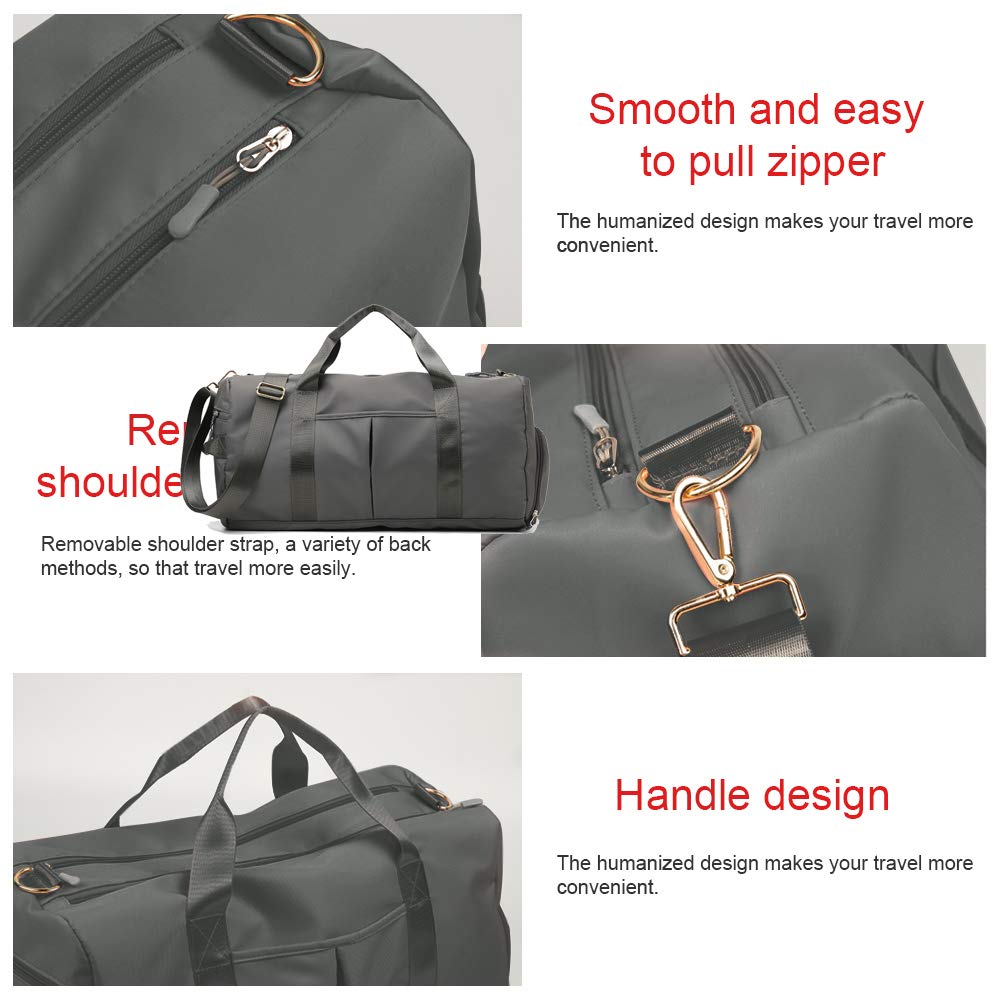 Waterproof Sports Gym Bag with Shoe Compartment & Wet Pocket - 29L Duffle Travel Bag for Men & Women (Dark Gray) - Perfect for Gym, Travel & Sports Activities