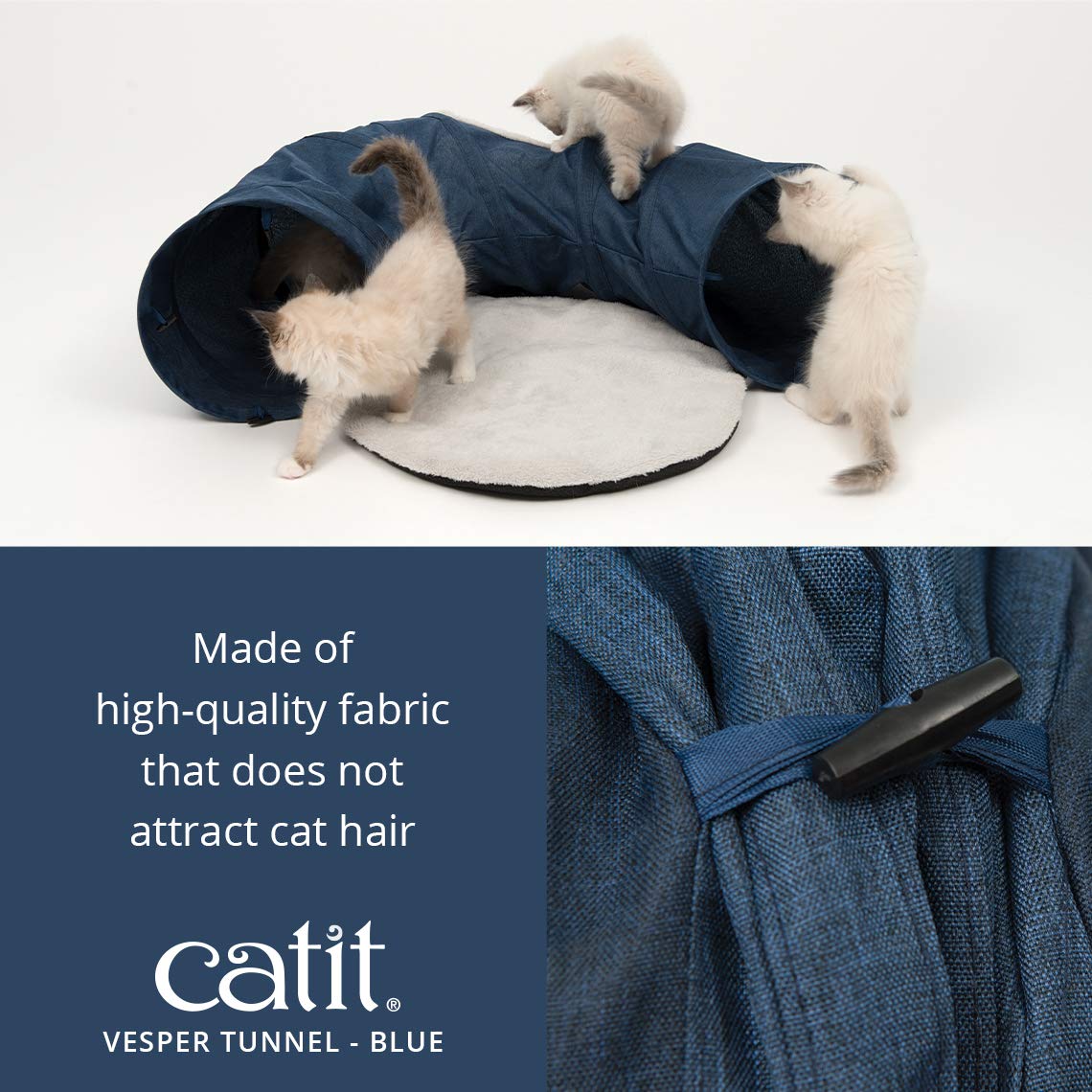 Catit Vesper Cat Tunnel - Interactive Cat Toy for Indoor Play, Blue (Model 41995) - Fun Hideaway & Exercise for Kittens & Adult Cats - Perfect for Playtime, Training & Stress Relief