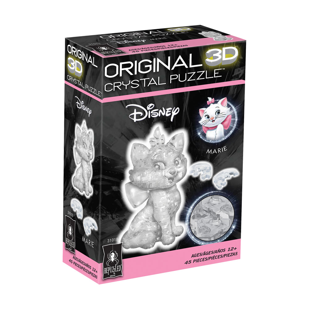 BePuzzled Disney Marie 3D Crystal Puzzle - 45 Piece Brain Teaser for Adults & Kids | Fun Family Game Night Activity & Collectible Disney Gift