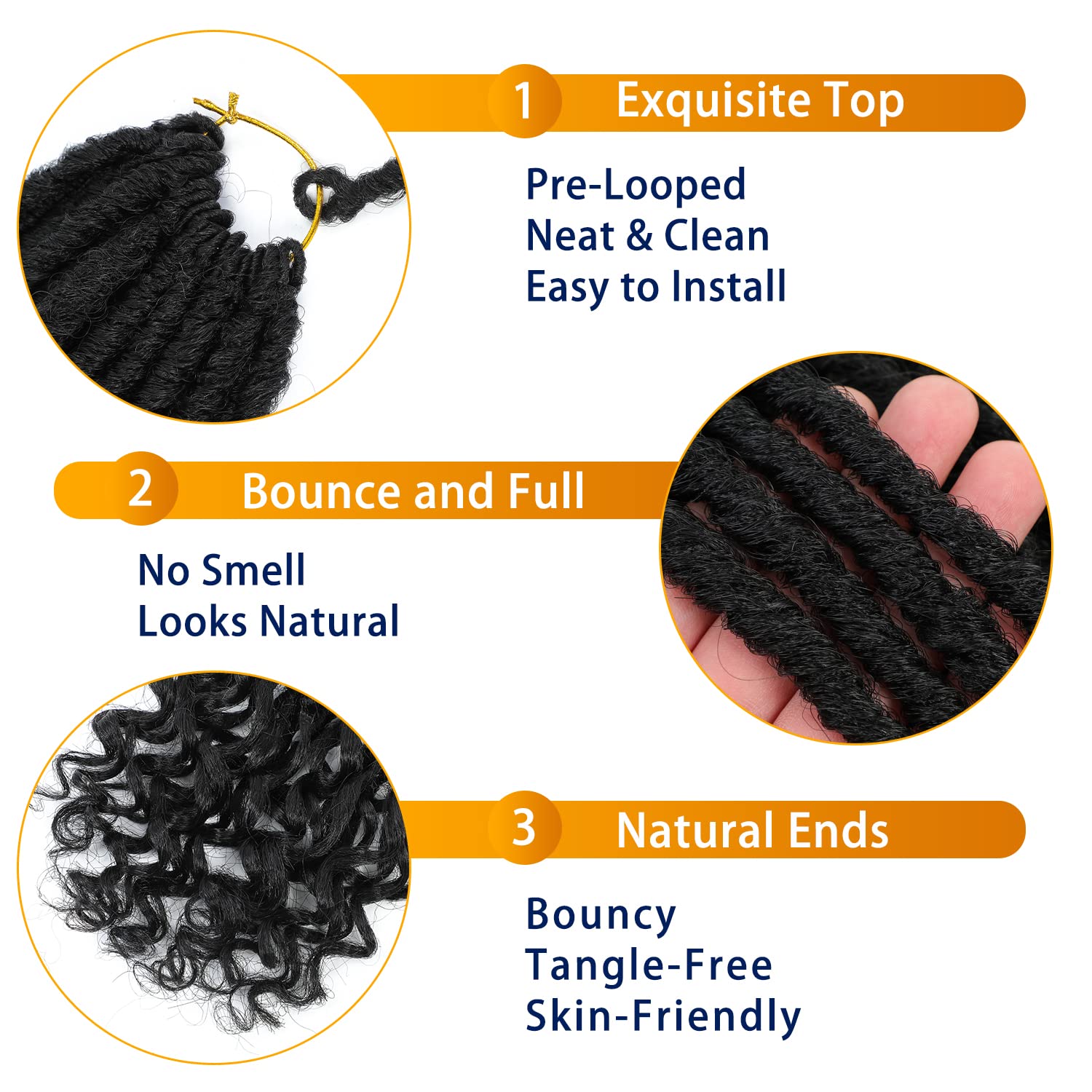12 Inch Goddess Locs Crochet Hair - 6 Packs Straight Faux Locs for Black Women, Soft Synthetic Braiding Hair Extensions, Pre-Looped Curly Hair in 1B# for Everyday Wear, Parties, and Special Occasions
