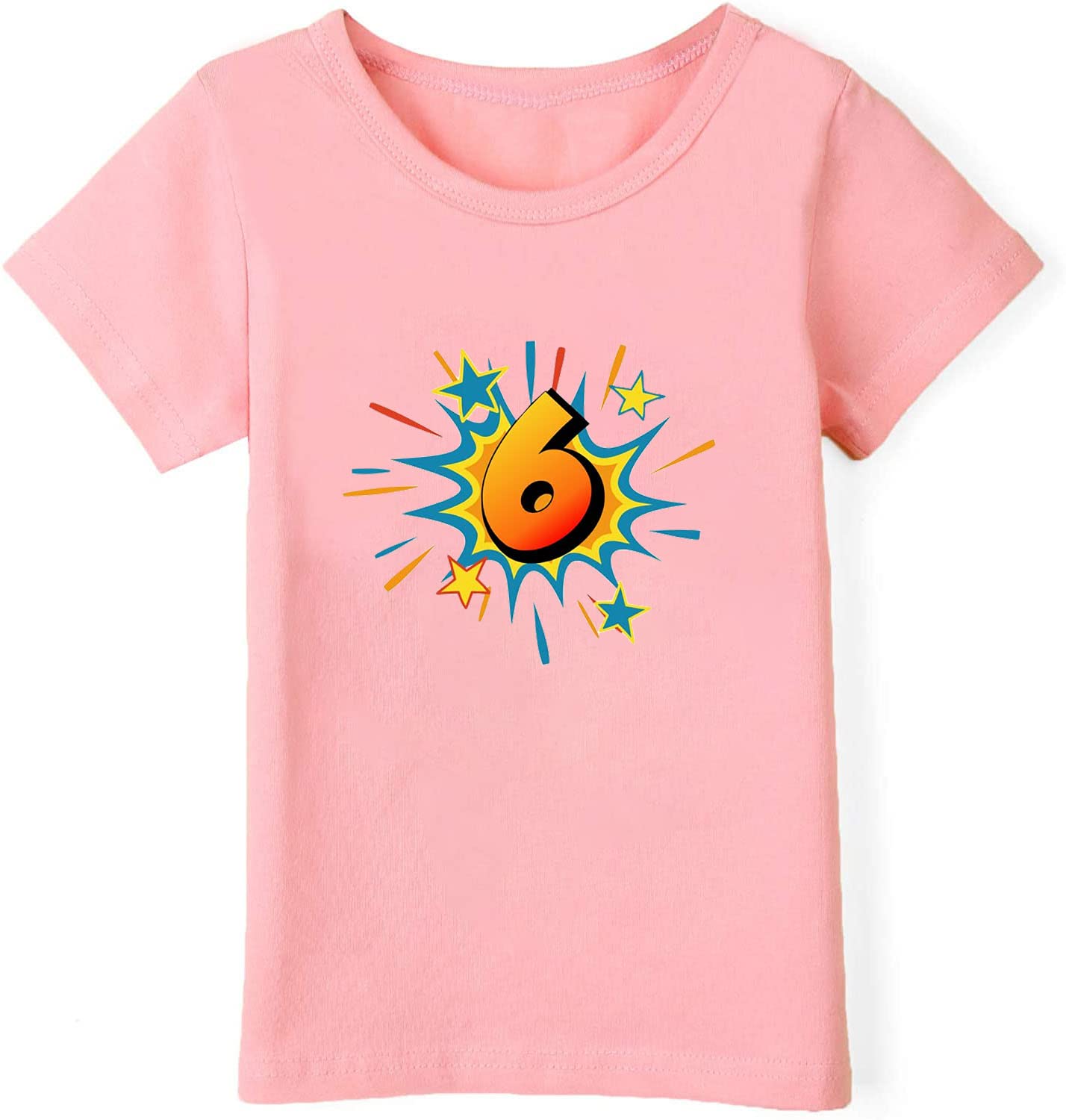 Fashvacation Girls' 6th Birthday Shirt - Cute Six Year Old Kids T-Shirt with Short Sleeves | Perfect for Birthday Parties, Photo Shoots & Celebrations