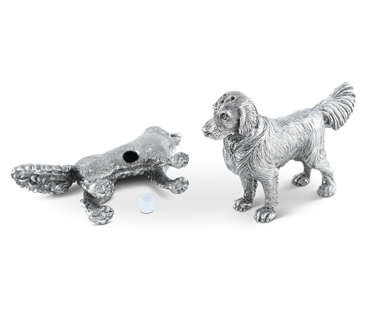 Vintage Pewter Retriever Dog Salt and Pepper Shakers Set - Perfect for Kitchen, Dining Table, and Dog Lover Gifts