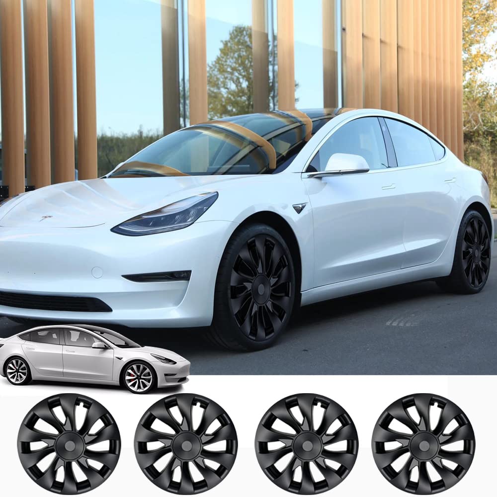 Tesla Model 3 Wheel Covers 18 Inch - Induction Style Hubcaps for 2017-2023 Tesla Model 3 | Premium Alloy Wheel Protection & Stylish Upgrade for Daily Commute & Road Trips
