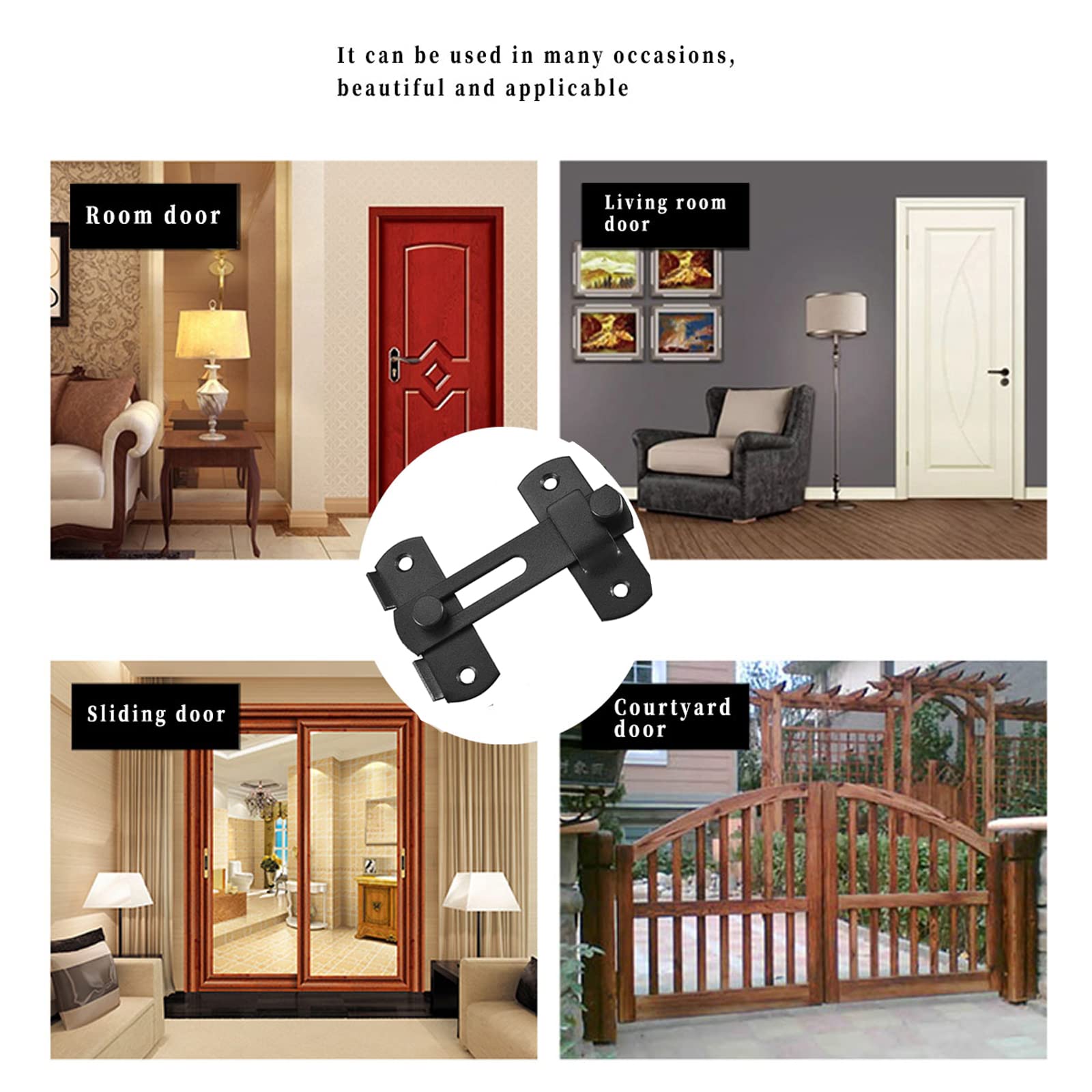 **Heavy Duty Double French Door Refrigerator Lock - 2 Pack Black Sliding Barn Door Latch for Wine Coolers, Bathrooms & Garages - Secure Outdoor Spaces, Home, Office & Commercial Use - Ideal for Kitchen, Pantry & Storage Security | Perfect for Modern Homes, Restaurants & Retail Stores | Great for Securing Fridges, Cabinets & Storage Units in Homes, Businesses & Commercial Spaces**