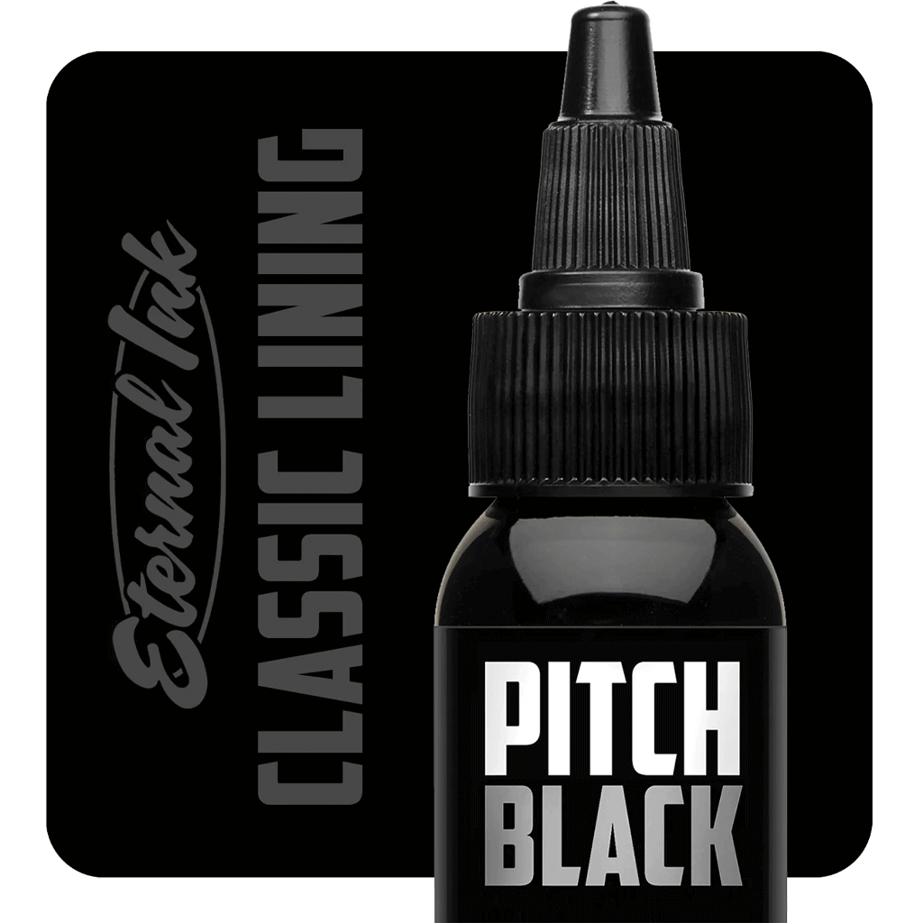Pitch Black Classic Lining Eternal Ink Tattoo Ink - Professional Grade, Vegan & Long-Lasting for Tattoo Artists & Enthusiasts | Perfect for Sleeves, Cover-Ups & Fine Line Work