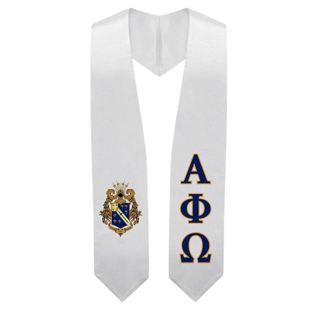 Greekgear Alpha Phi Omega Super Crest Shield Graduation Stole - Embroidered Fraternity Sash for Graduation Ceremonies, Greek Life Events & Alumni Gatherings